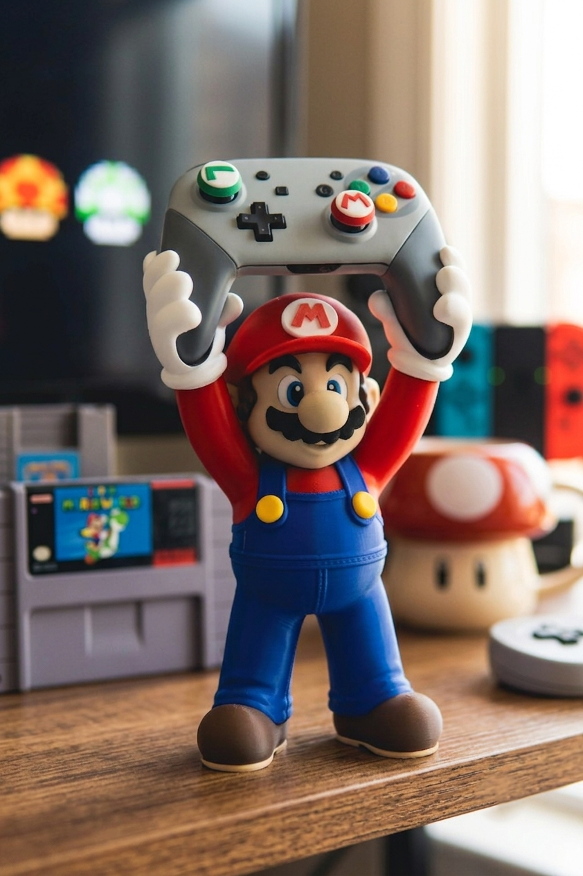 Super Mario Controller Holder - Nintendo Switch Pro & PS5 DualSense Controller Stand, Gaming Desk Accessory, Gamer Gift, Mario Figure Controller Mount