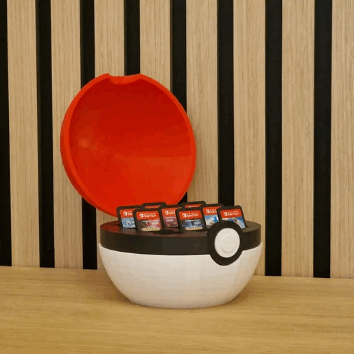 Pokeball-Themed Game Cartridge Holder | Switch Game Card Storage - 3DPrintingLabDesigns