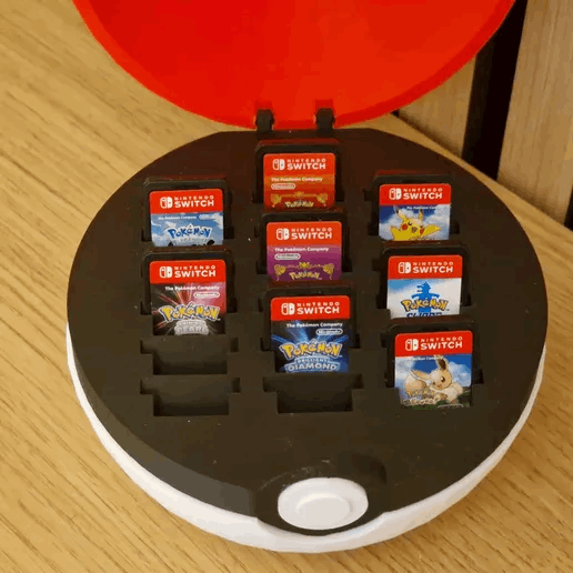 Pokeball-Themed Game Cartridge Holder | Switch Game Card Storage - 3DPrintingLabDesigns