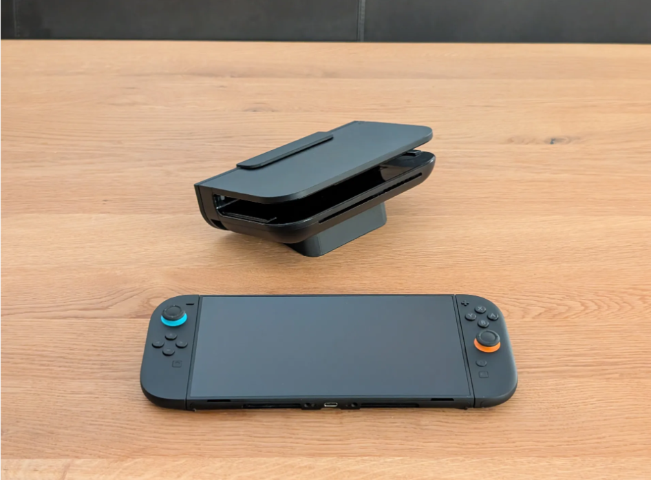 Switch 2 Angled Dock - Nintendo Switch 2 Horizontal Angled Airflow Dock Stand For Shelves - Easy docking and undocking