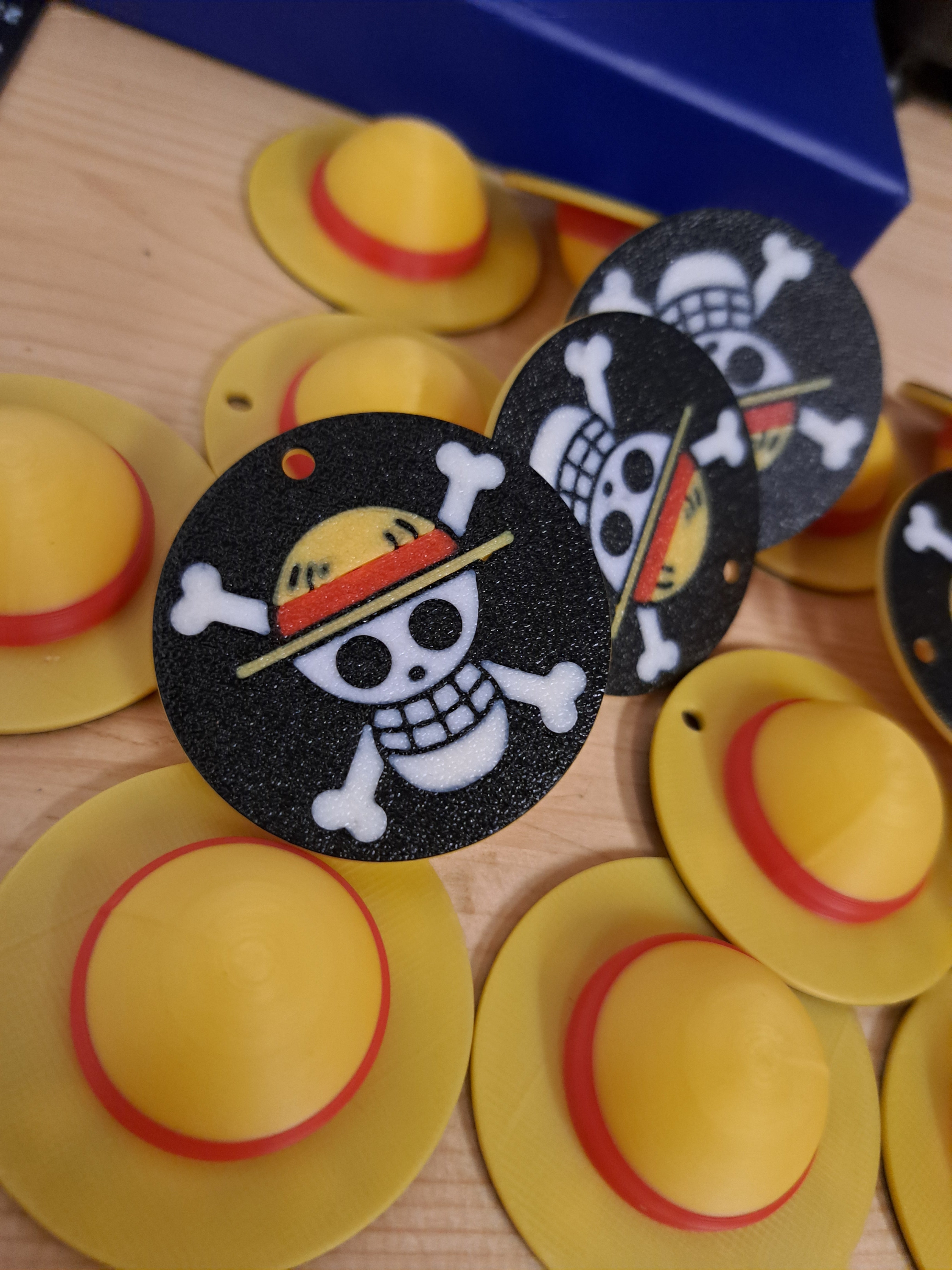 One Piece Keychain | Luffy's Straw Hat & Jolly Roger Logo | Anime Fan Gift