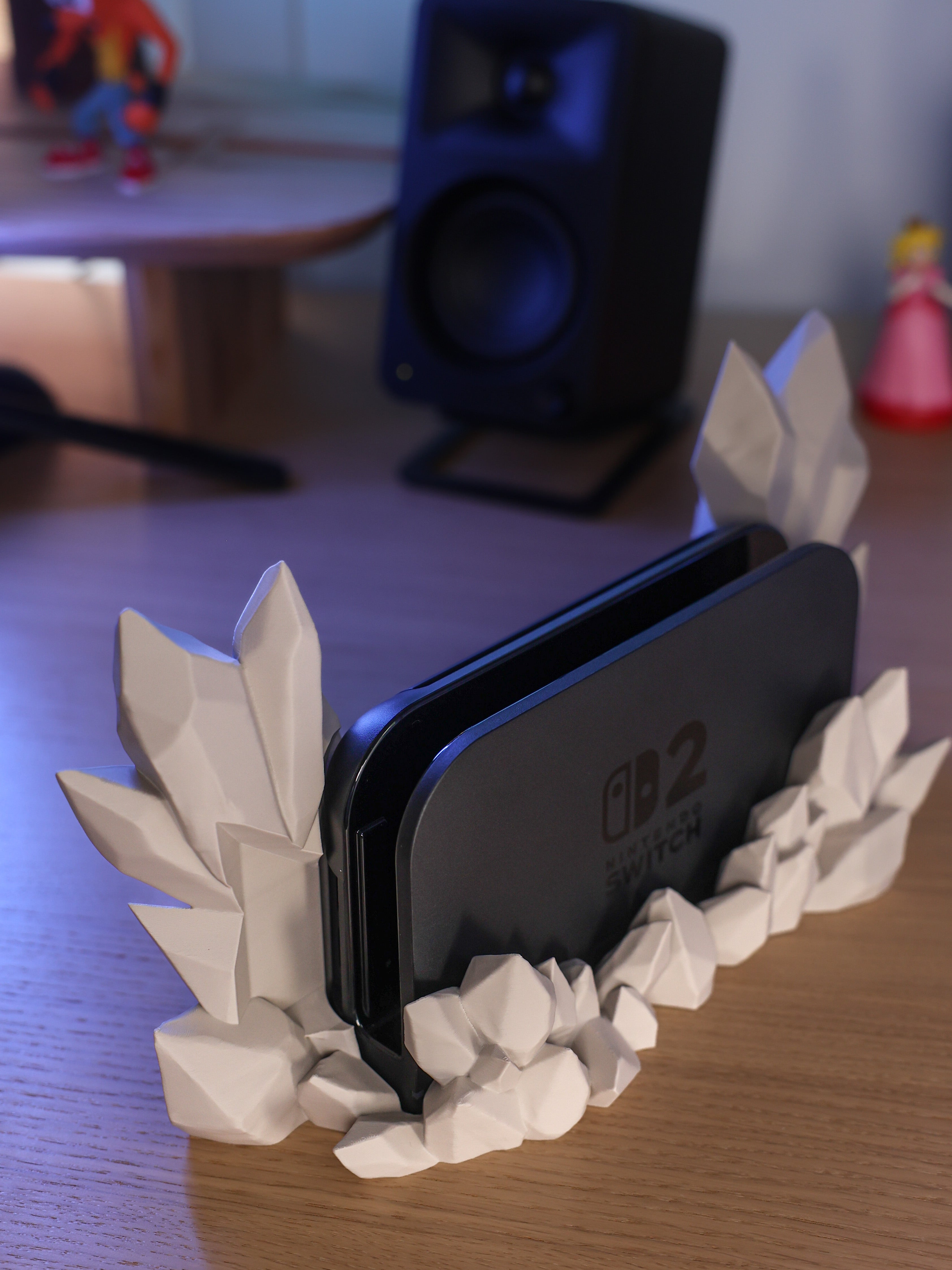 Crystal Dock for Nintendo Switch 2 – Geometric Crystal Stand for Docked Switch Setup, Modern Gaming Decor