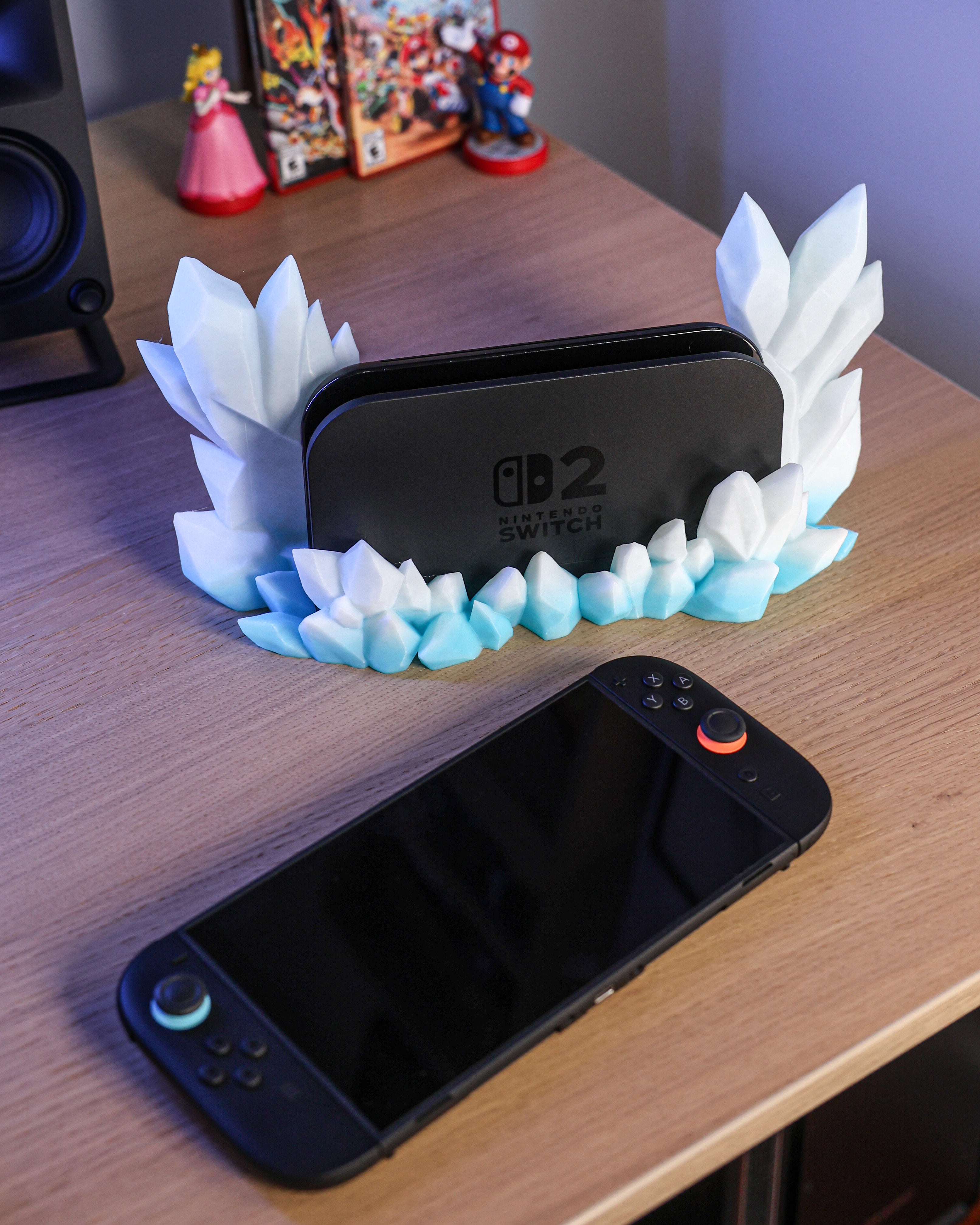 Crystal Dock for Nintendo Switch 2 – Geometric Crystal Stand for Docked Switch Setup, Modern Gaming Decor