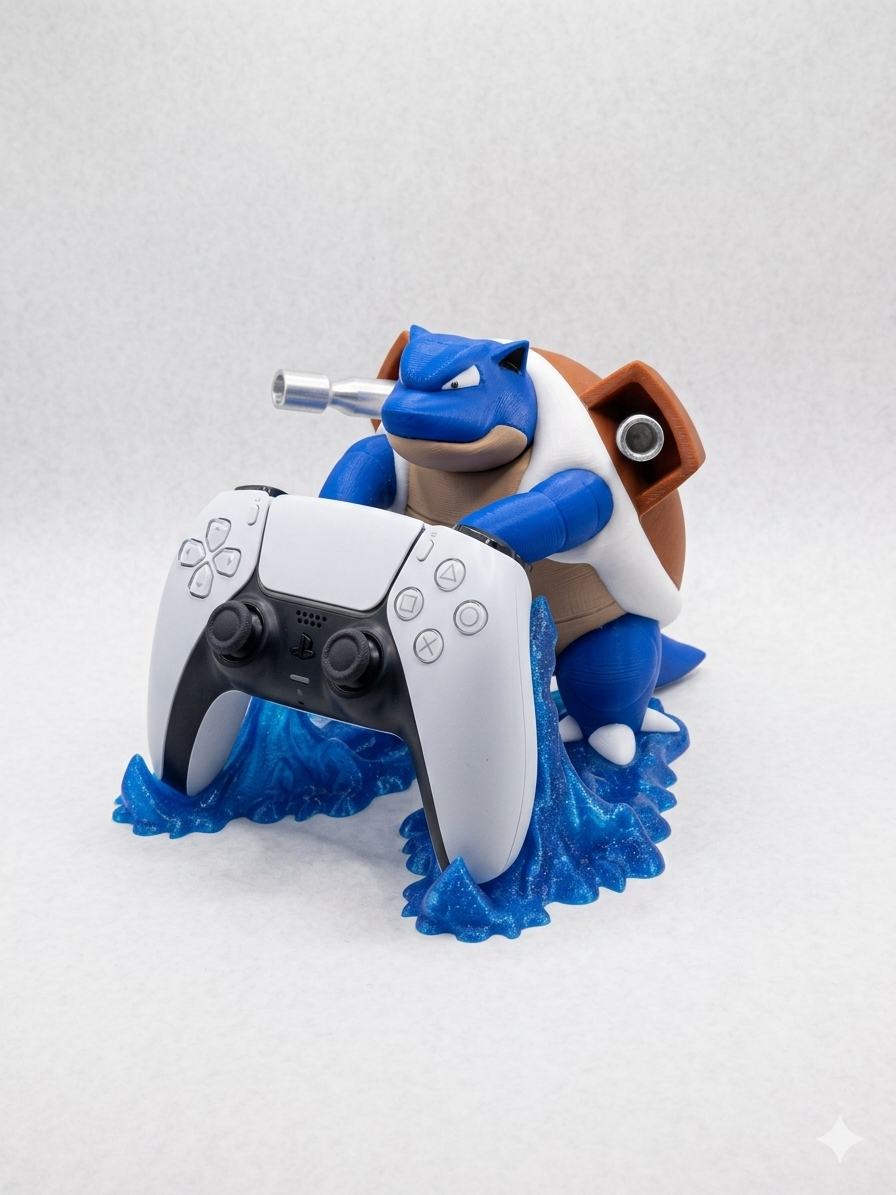 Blastoise Controller Holder & Stand, Water Type Fan Art Gaming Accessory, Compatible with Xbox, PS5, Nintendo Switch Pro, Gamer Gift