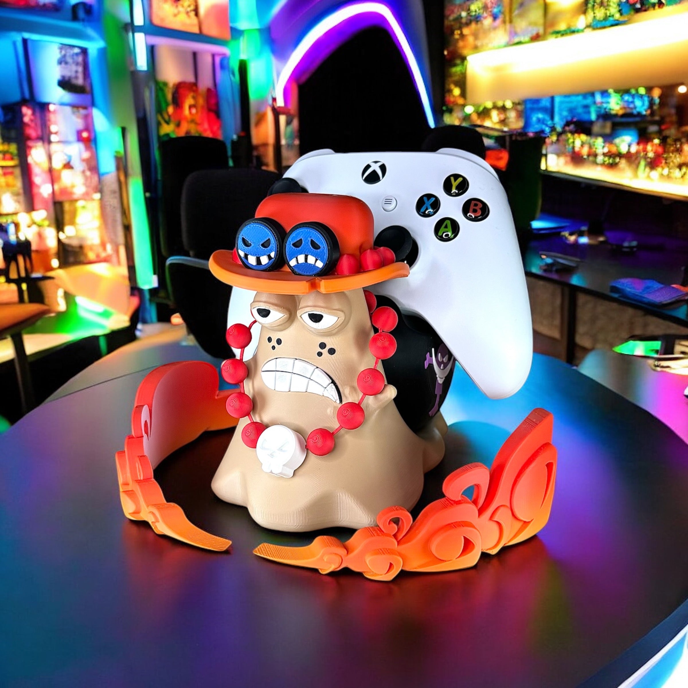 Ace One Piece Controller Stand – Anime Gamer Gift – Universal Holder for PS5, Xbox, Switch – Fire Fist Inspired Gaming Decor