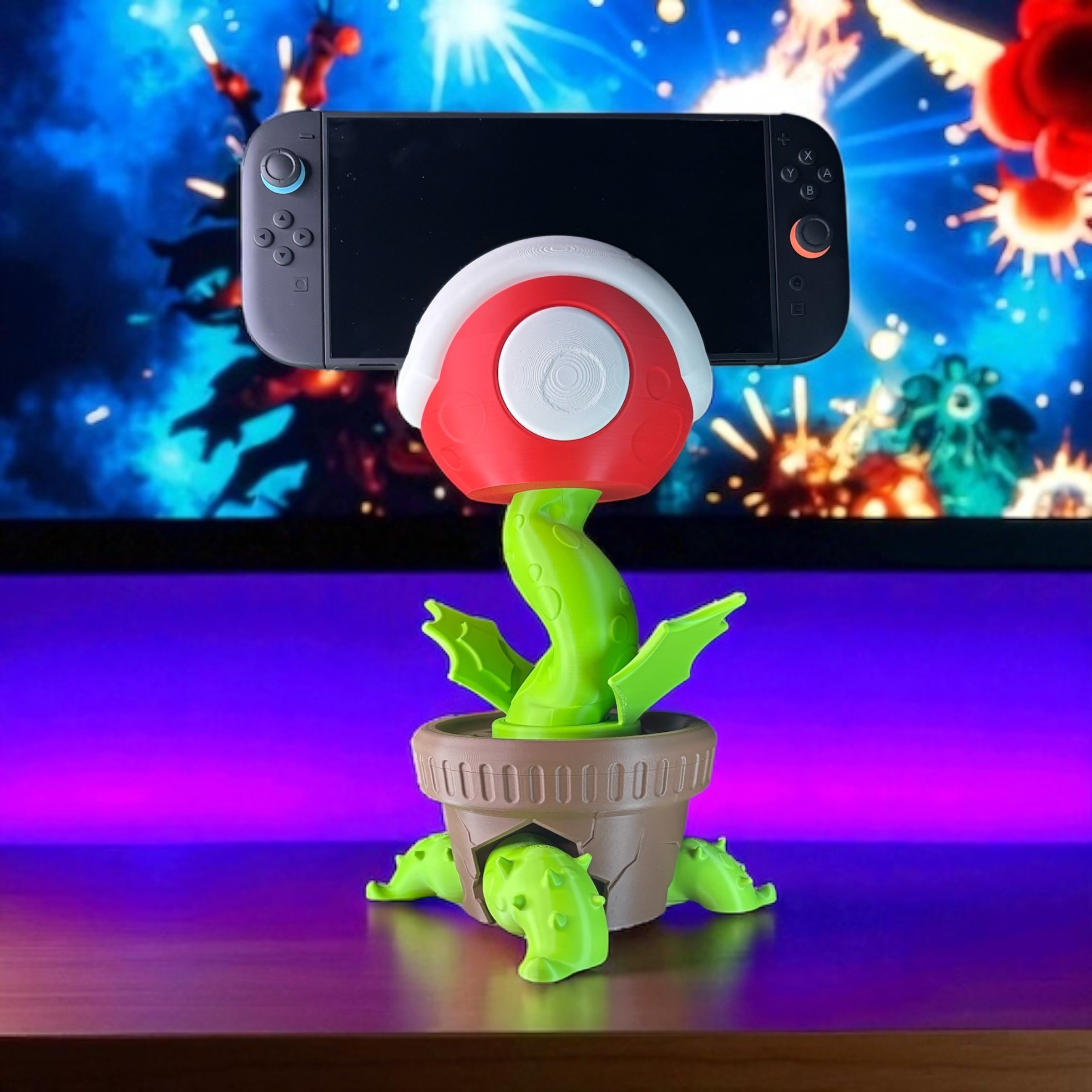 Βάση για το φυτό Piranha - Βάση οθόνης Nintendo Switch 2 - Διακόσμηση παιχνιδιών εμπνευσμένη από το Super Mario