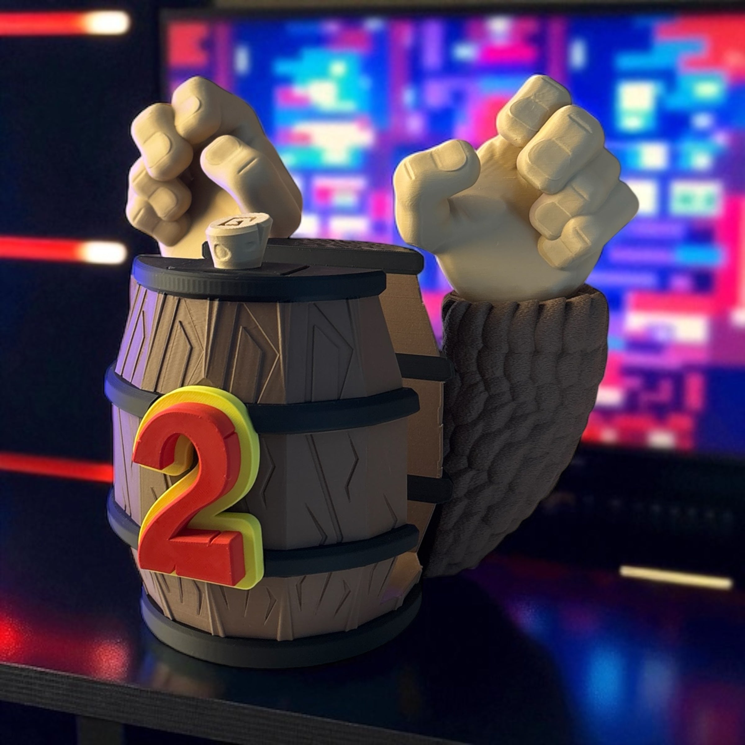 Donkey Kong Switch 2 Dock Stand โ Nintendo Switch 2 DK Holder with Barrel Game Storage & Joy-Con Slots โ Jungle Decor