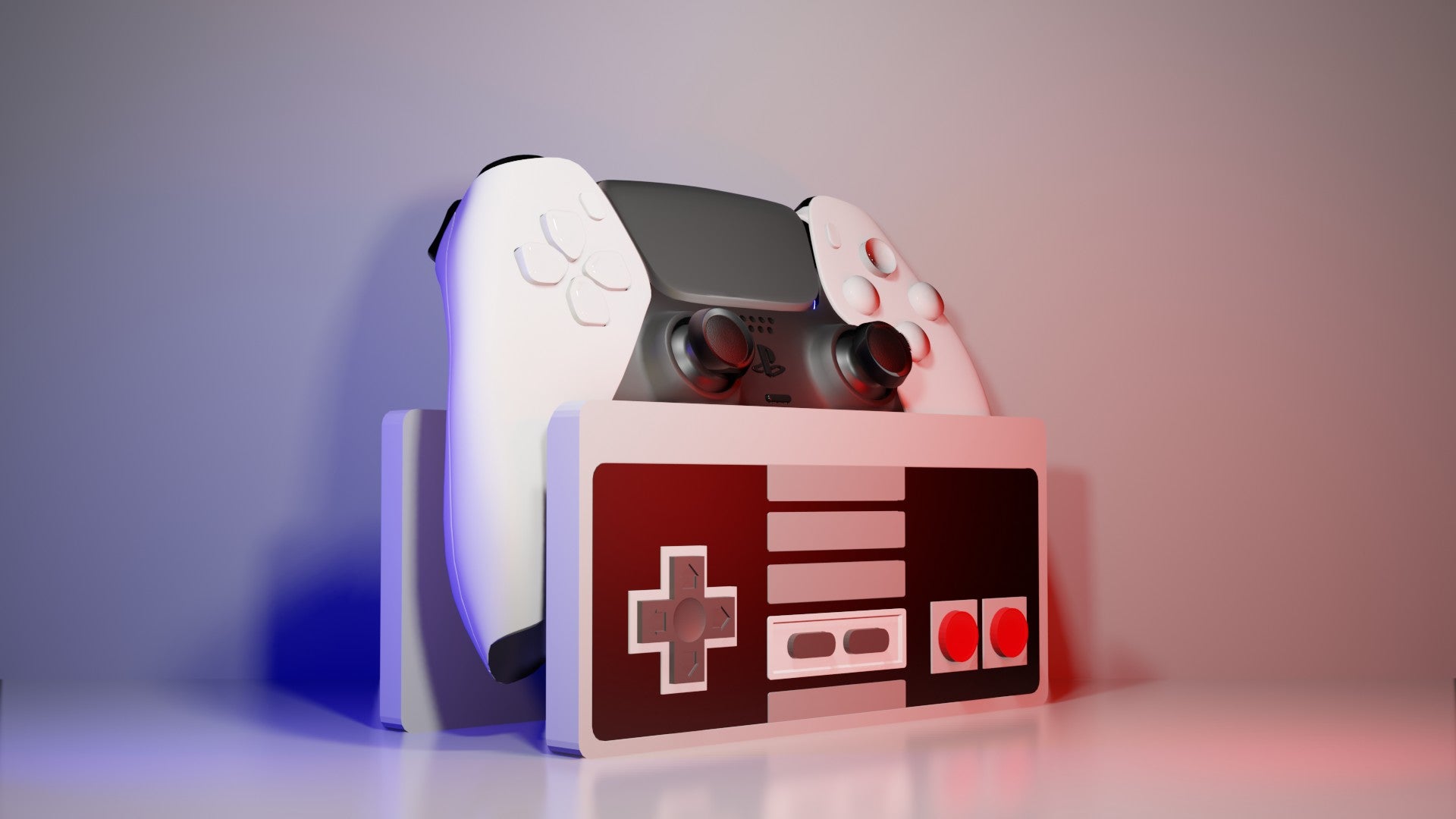 Retro NES Style Universal Controller Stand - Holder for PS5, Xbox, Switch Pro & PC Controllers - Gaming Room Desk Decor