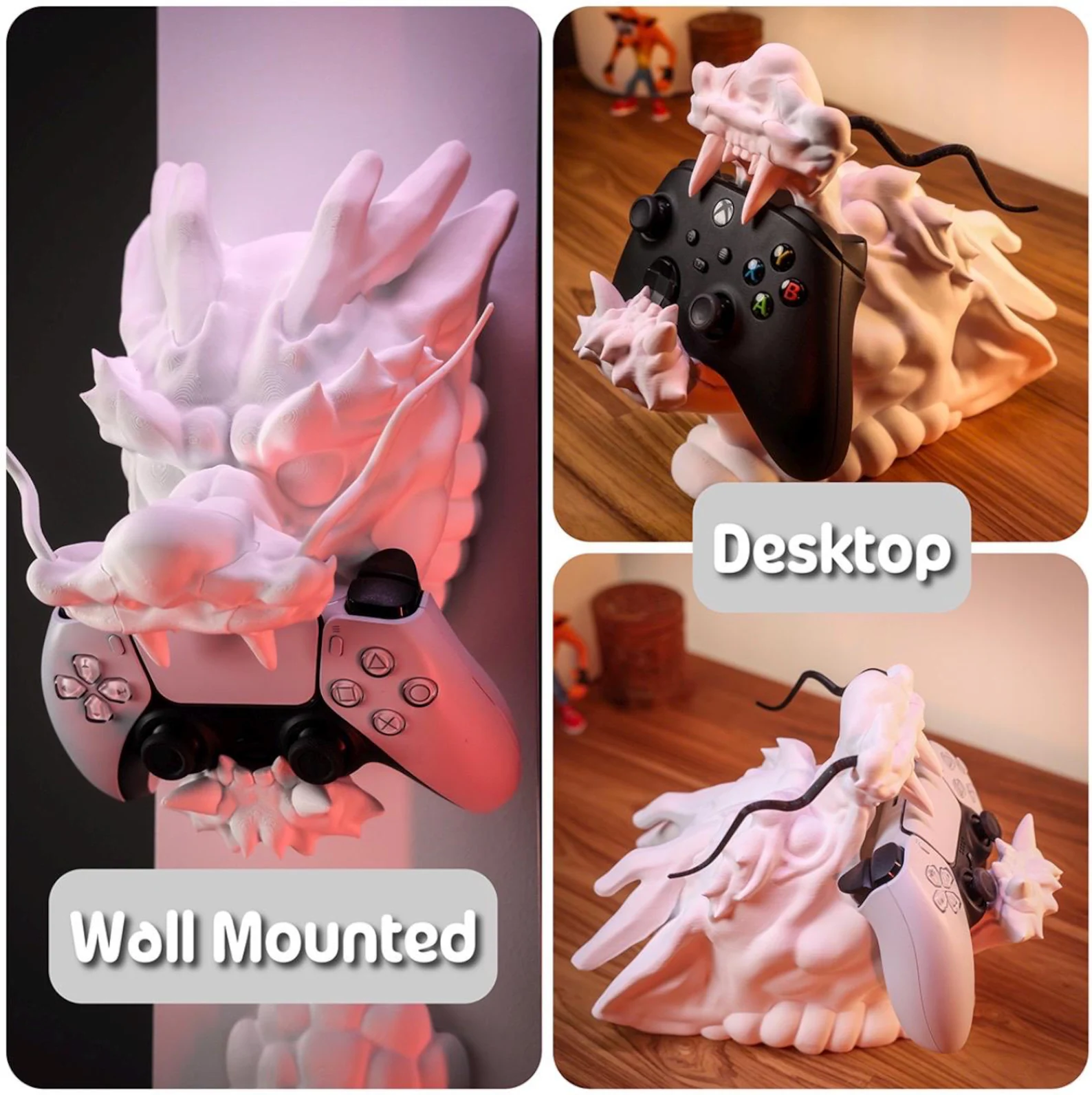 Epic Fantasy Dragon Controller Holder PC Gaming Room Decor