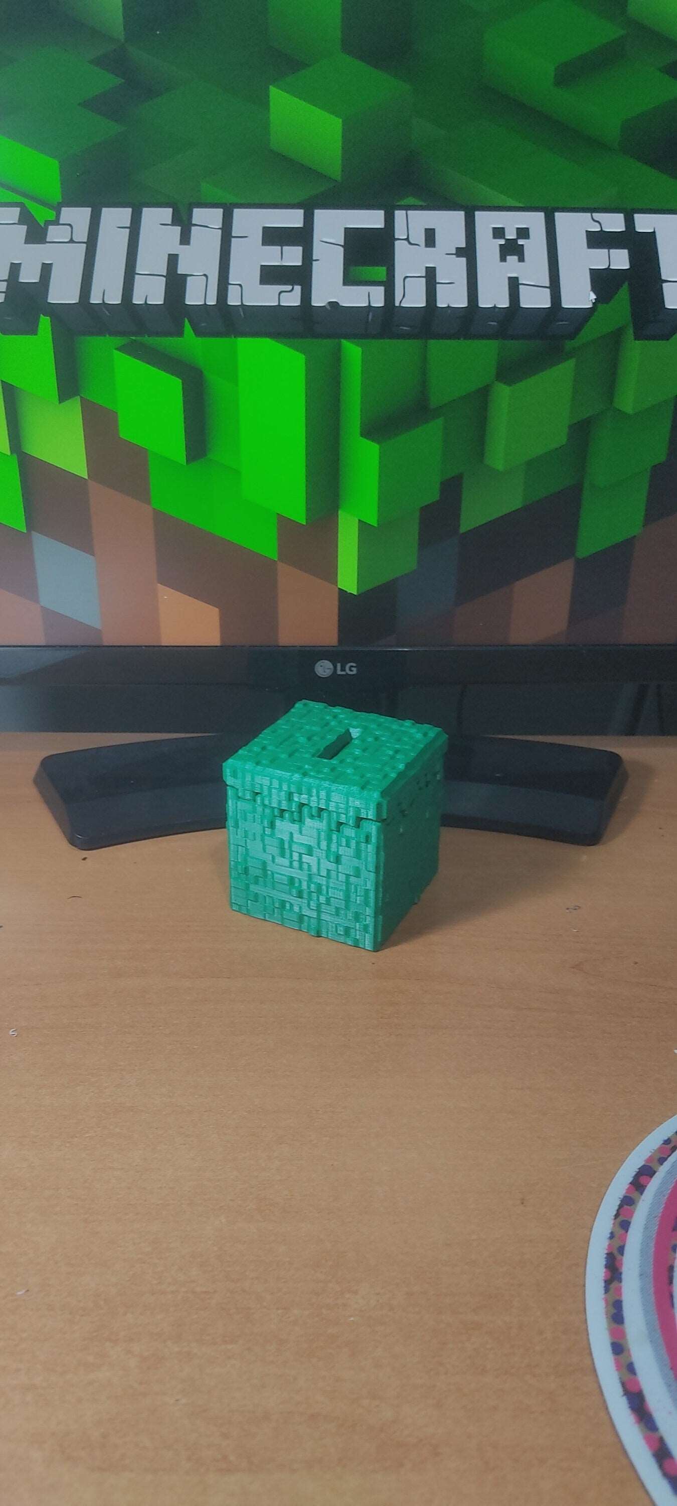 3D Minecraft Grass Block Fan Art Money Box Piggy Bank Money Bank