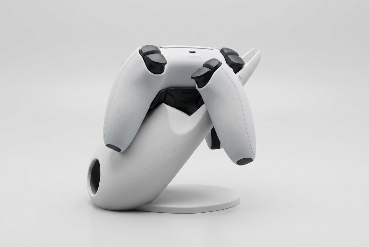 Hornet controller holder base and DualSense, side studio visualization