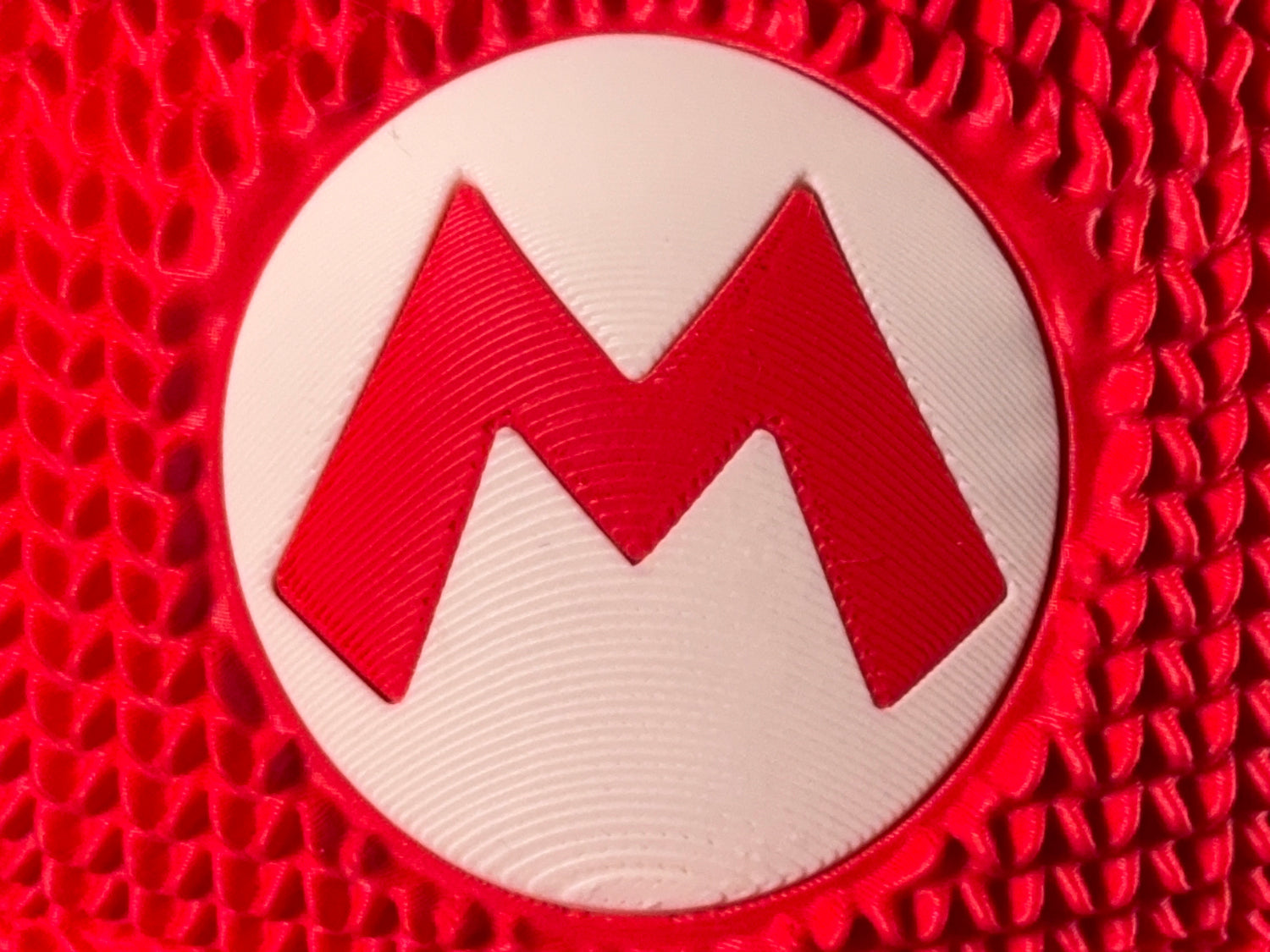 Knitted Super Mario Hat Decor – Mario Cap Gaming Room Decoration – Retro Gamer Gift – Nintendo Inspired Display Piece