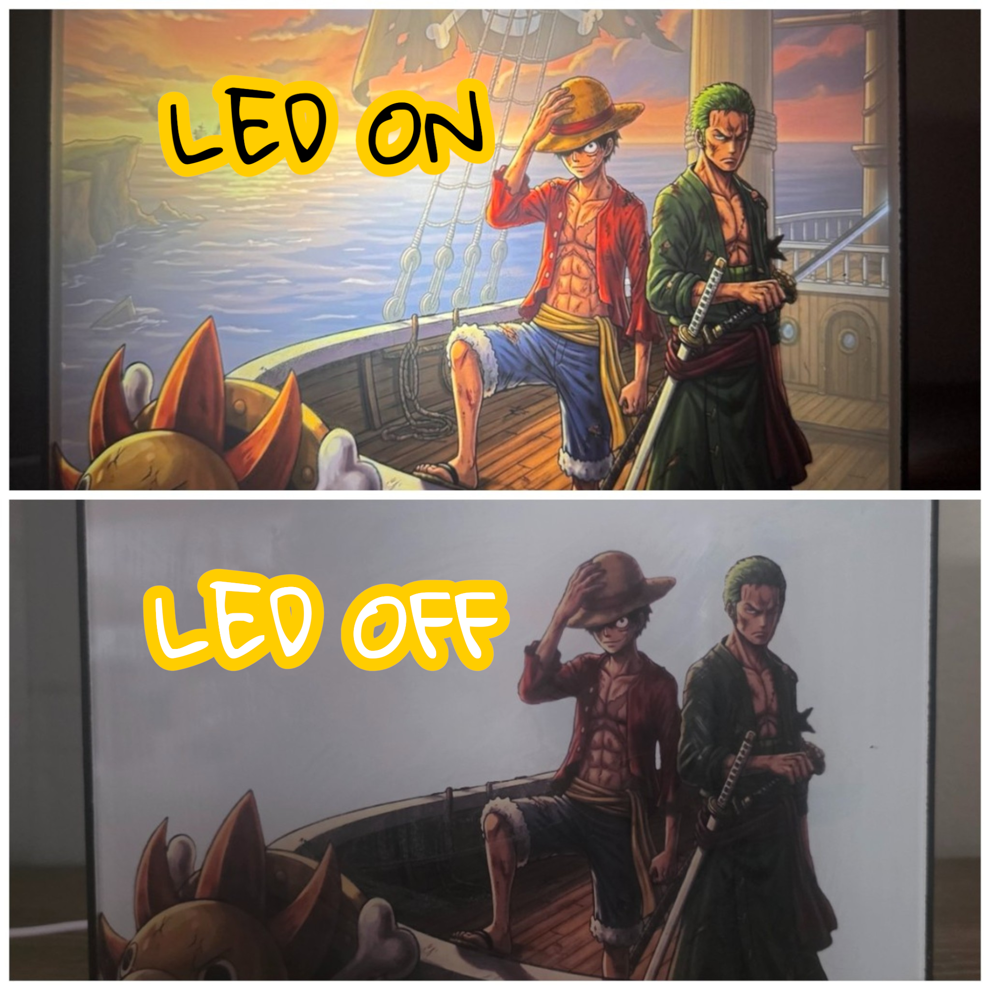 One Piece Hidden Scene LED Lamp - Magic Transforming Anime Light Box - Secret Detail Manga Art - Luffy & Crew Night Light - Unique Gift for Anime Fans