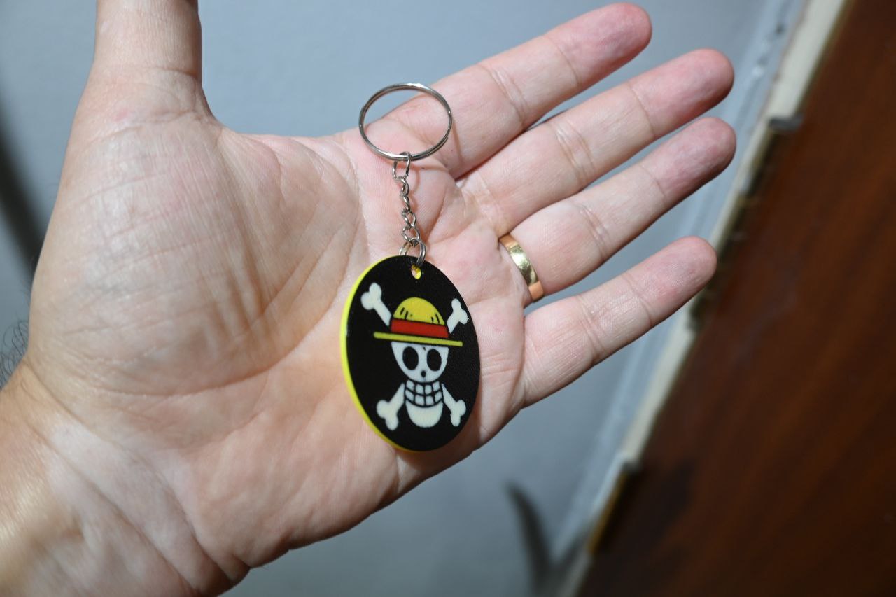 One Piece Keychain | Luffy's Straw Hat & Jolly Roger Logo | Anime Fan Gift