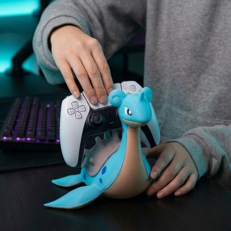 Lapras Controller Holder & Stand, Water Type Fan Art Gaming Accessory, Compatible with Xbox, PS5, Nintendo Switch Pro, Gamer Gift