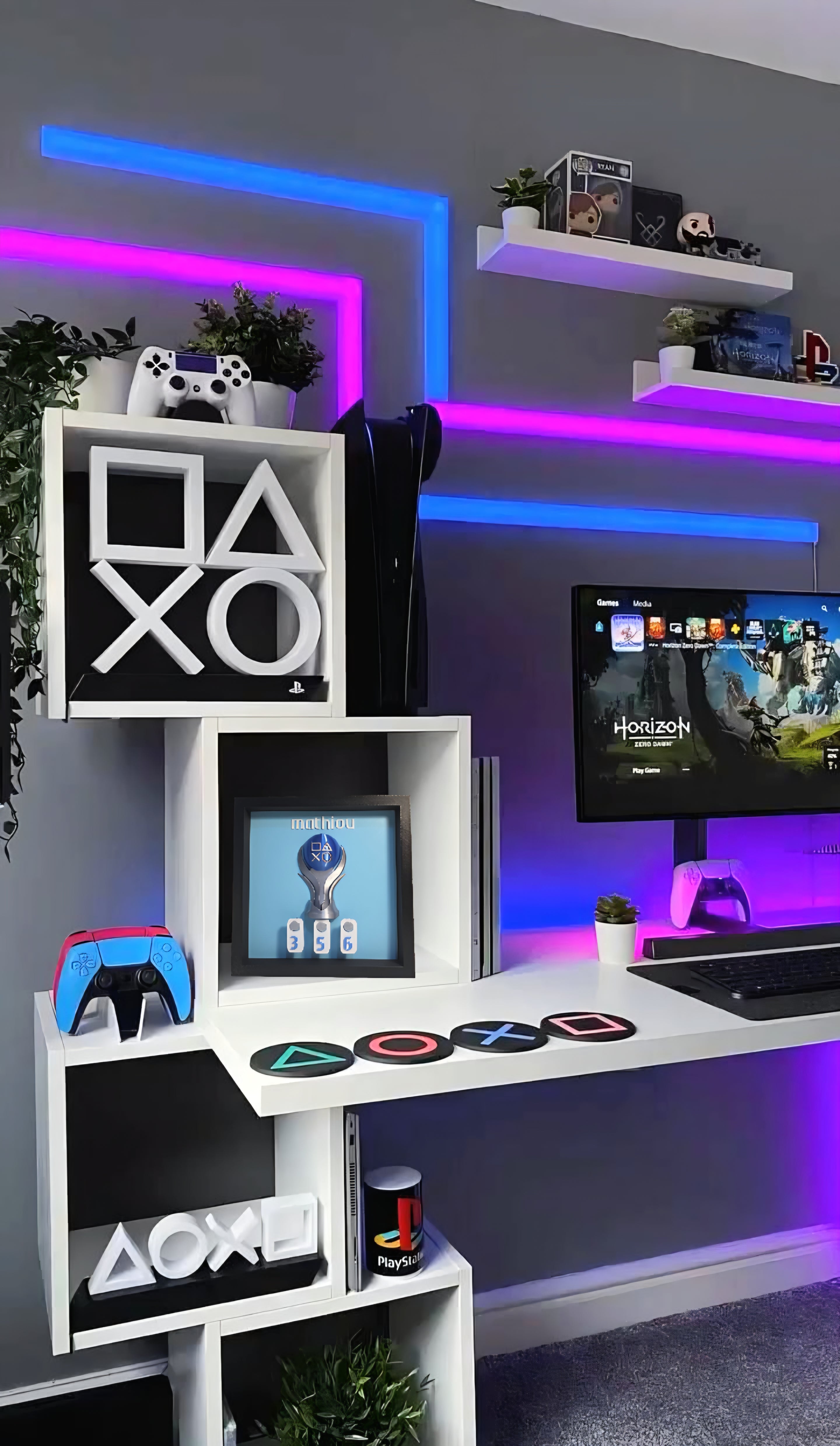 PlayStation Trophy Counter Display – Custom Colors, PSN Name, Platinum Count | Gamer Gift , PS5 Wall Display | Personalized Gaming Decor