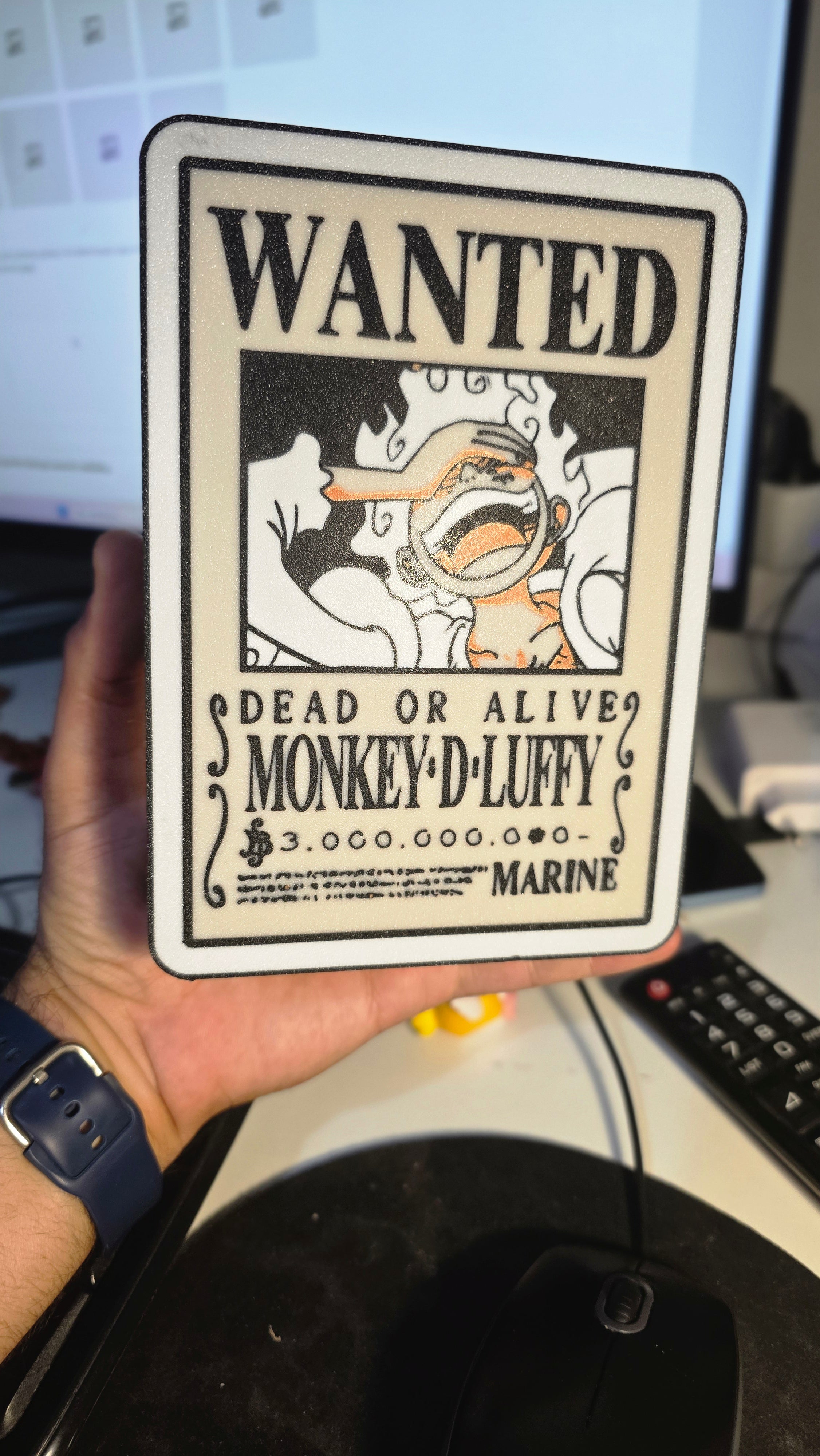 One Piece Luffy Wanted Poster RGB LED Lightbox - "Dead or Alive" Anime Lamp | Bounty Gamer Gift | Manga Desk Art