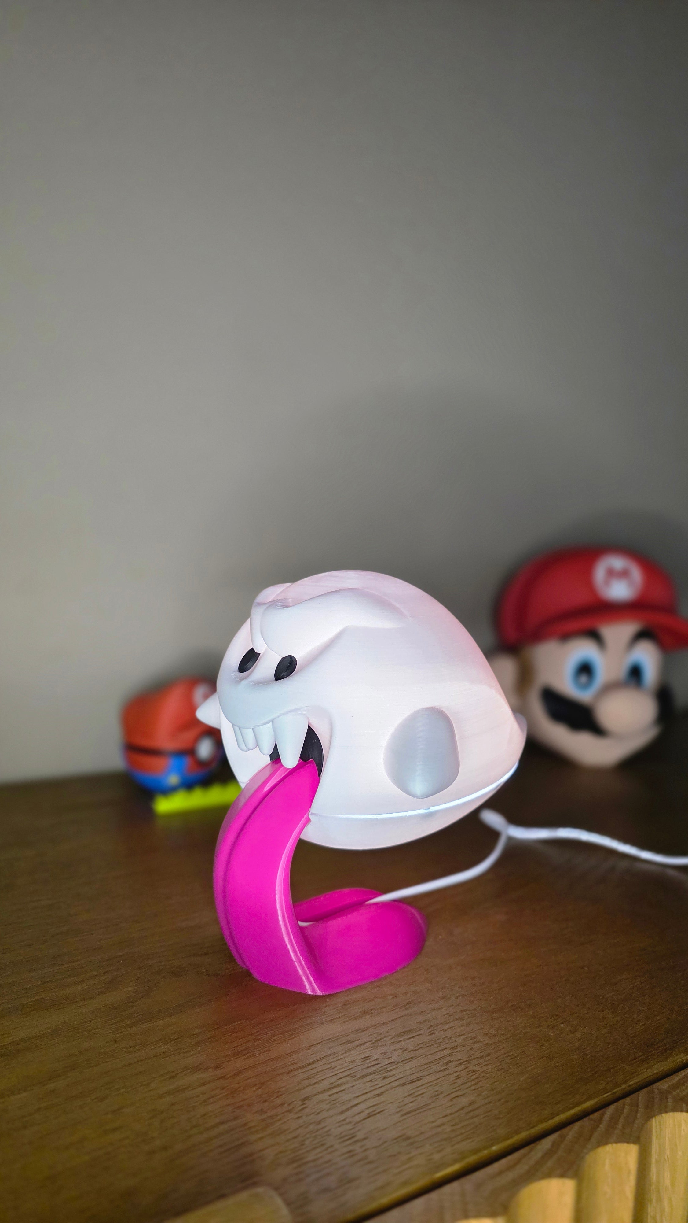 Boo Ghost 3D Printed Lamp | Iconic Super Mario Gaming Desk Decor