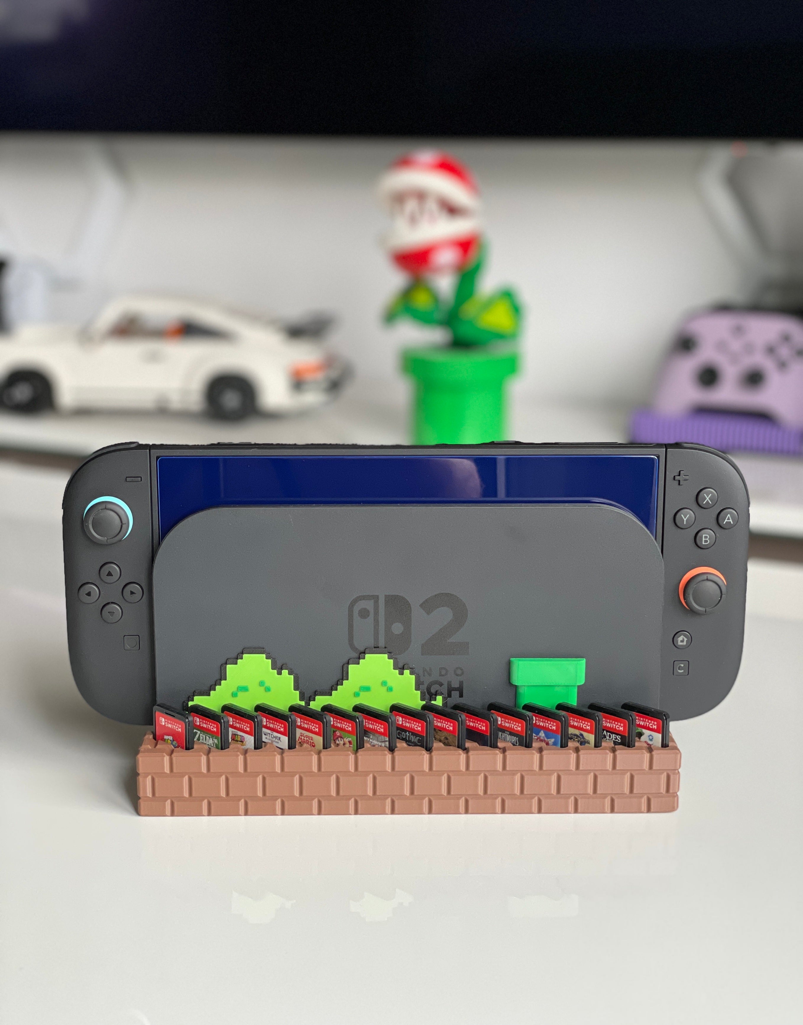 Nintendo Switch 2 Brick Dock Cartridge Holder inspired by Super Mario blocks – front view