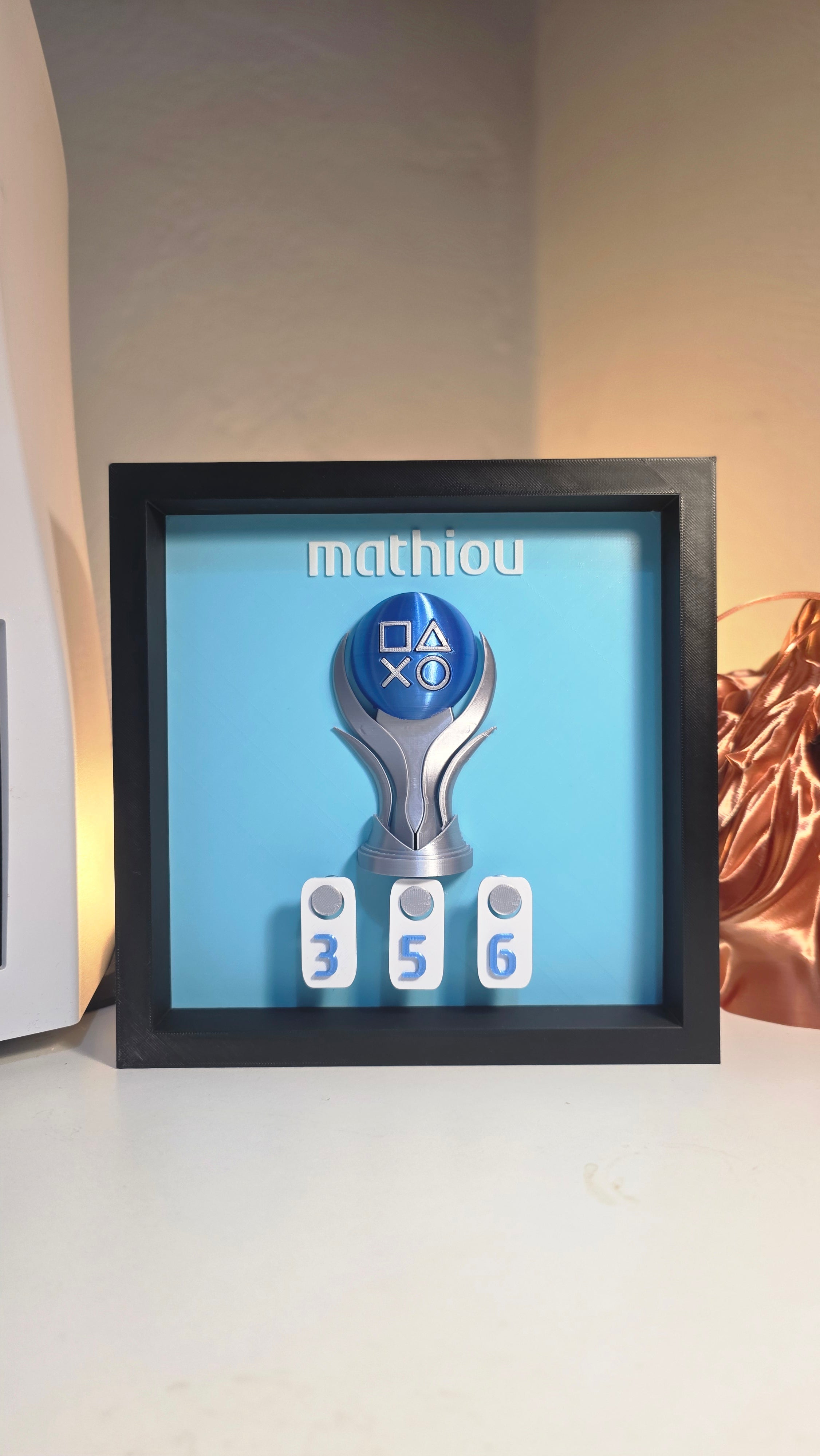 PlayStation Trophy Counter Display – Custom Colors, PSN Name, Platinum Count | Gamer Gift , PS5 Wall Display | Personalized Gaming Decor