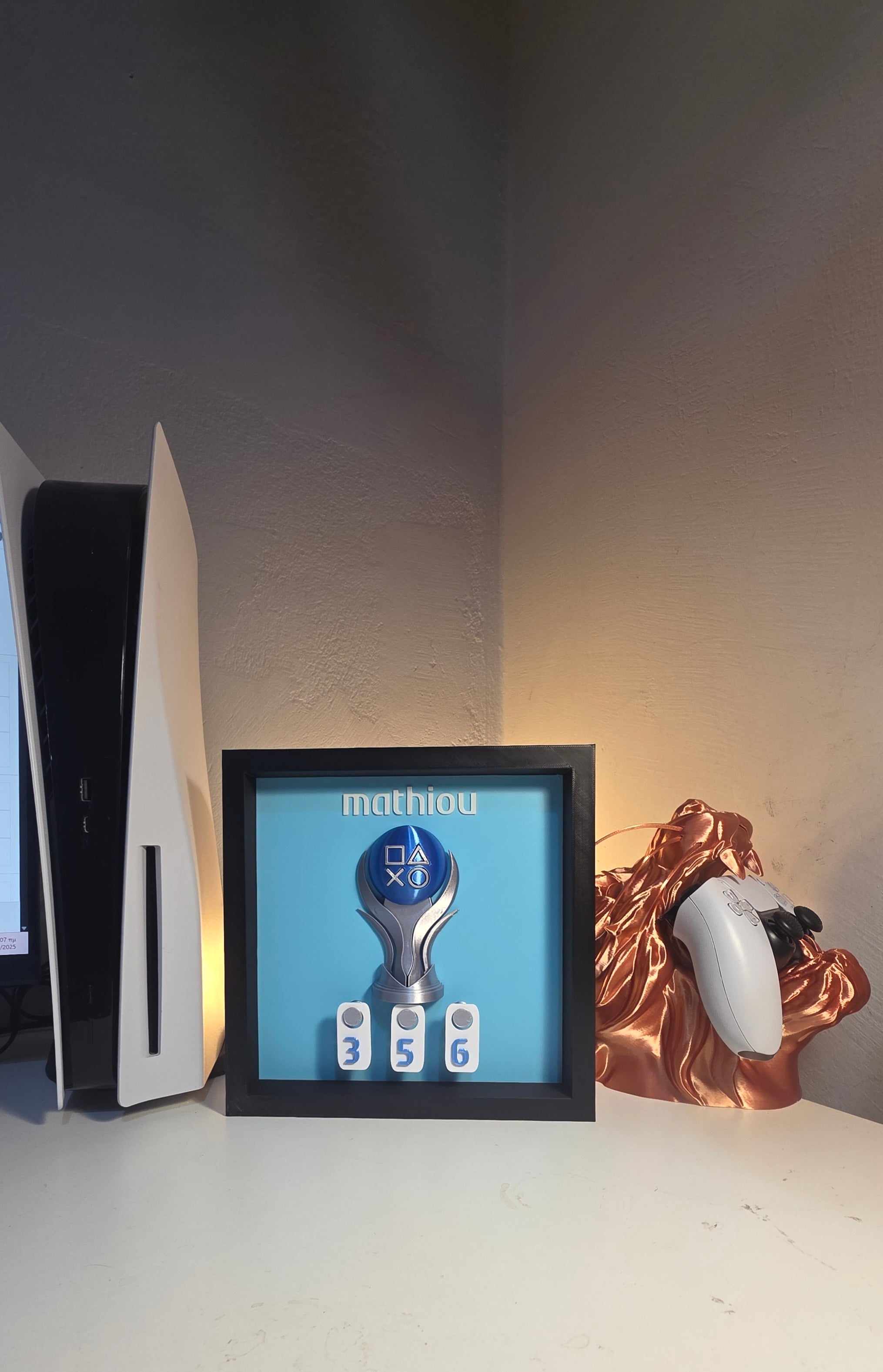 PlayStation Trophy Counter Display – Custom Colors, PSN Name, Platinum Count | Gamer Gift , PS5 Wall Display | Personalized Gaming Decor