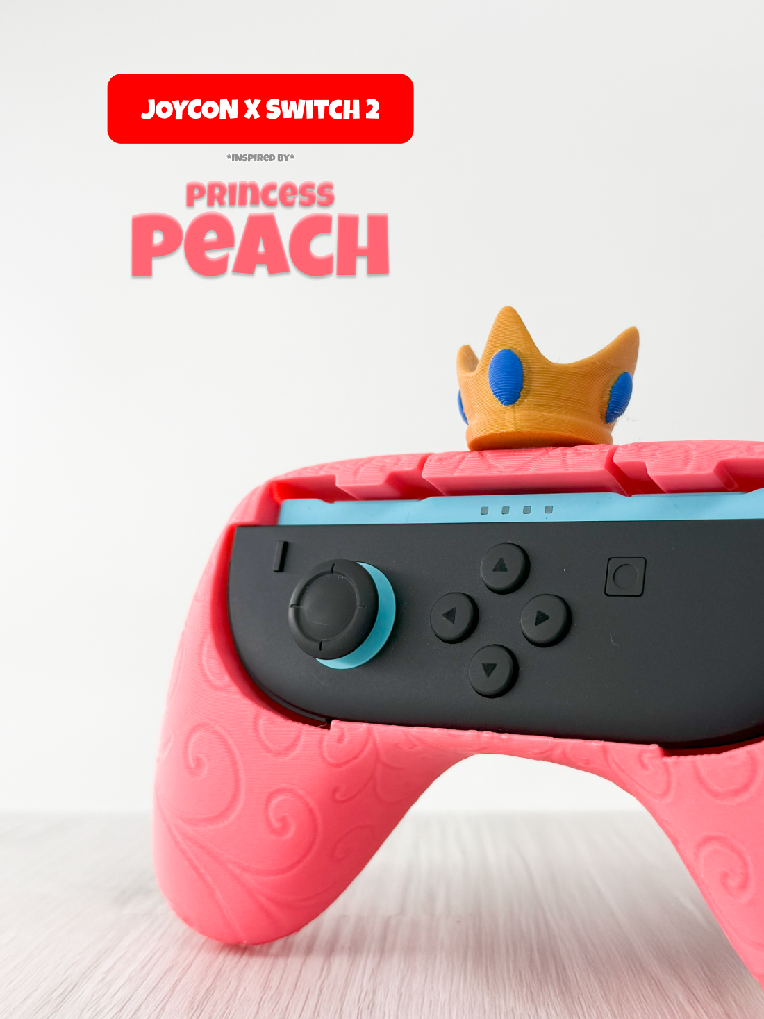 Princess Peach Inspired Joy-Con Grip for Nintendo Switch 1 & 2 – Ergonomic Controller Holder for Gamers