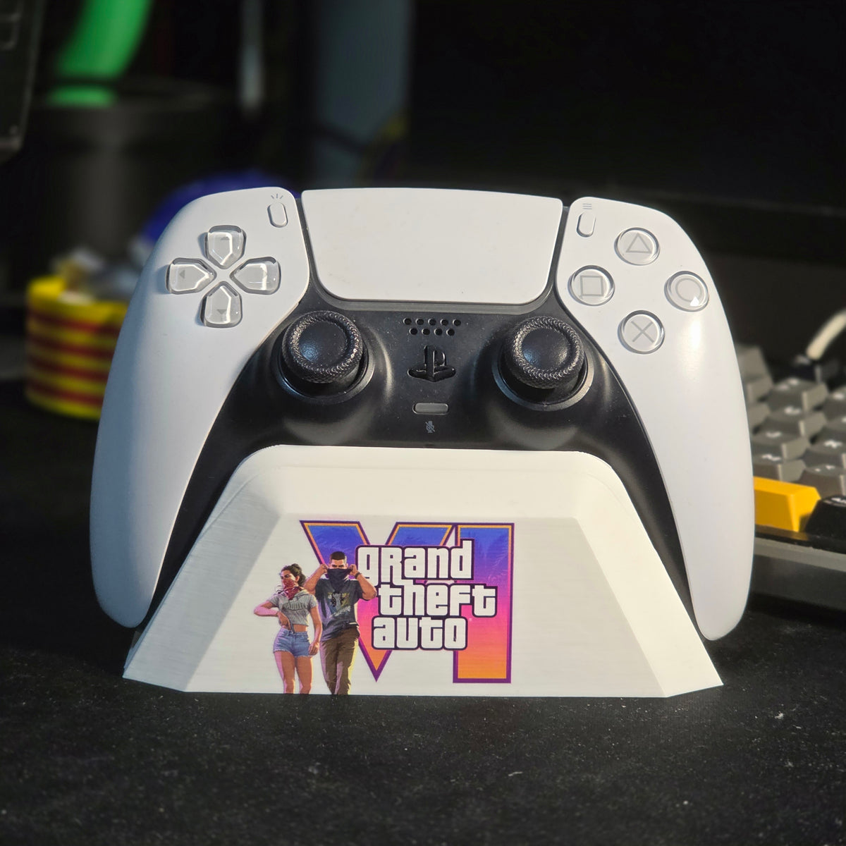 GTA 6 theme PS5 DualSense controller holder, front view