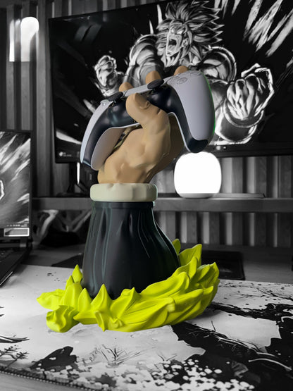 Broly Super Saiyan Controller Holder – Dragon Ball Z Gaming Stand – Goku Vegeta Inspired PS5 Xbox Display Dock