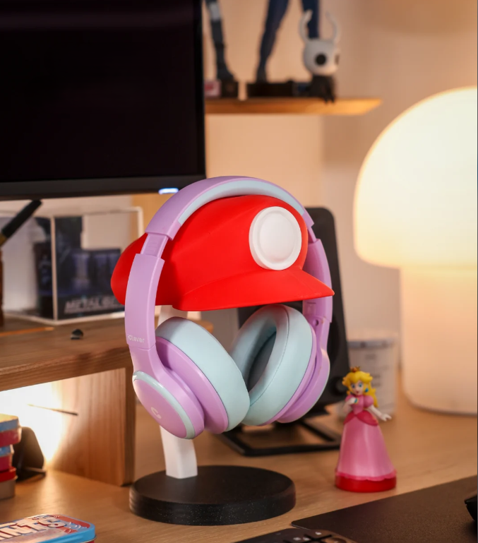 Iconic Plumber Hat Headphone Stand | Retro Video Game Desk Decor | Premium Custom Headset Holder | Unique Gamer Gift Idea - Red or Green