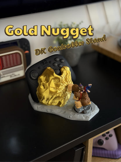 Gold Nugget Controller Stand - Donkey Kong Edition (Amiibo & Pro Controller Holder)