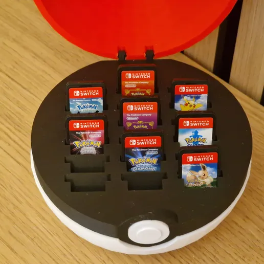 Pokeball-Themed Game Cartridge Holder | Switch Game Card Storage