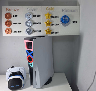 PS5 Trophy Display Board – Customizable PSN Trophy Plaques for PlayStation 5 Gamers | Bronze, Silver, Gold, Platinum | Perfect Gift for PS5 Fans