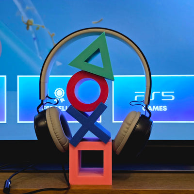 PlayStation Symbols Headset Stand – Retro PS1 Colors , Headphone Holder & Gaming Decor