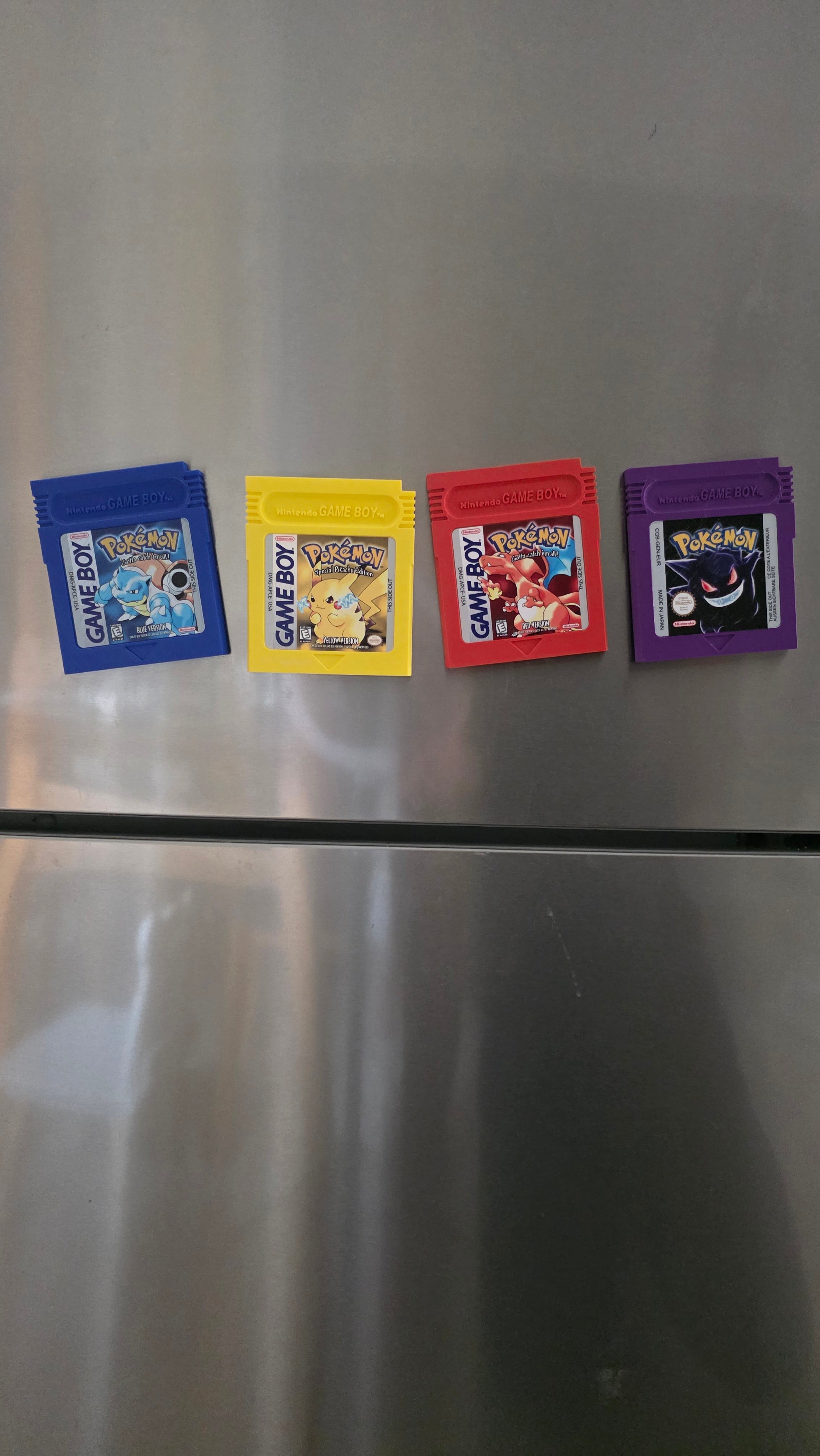 Pokémon Game Boy Cartridge Magnets and Coasters - UV Printed High Def Art - 3D Printed Pikachu Charizard Blastoise Gengar Set of 4