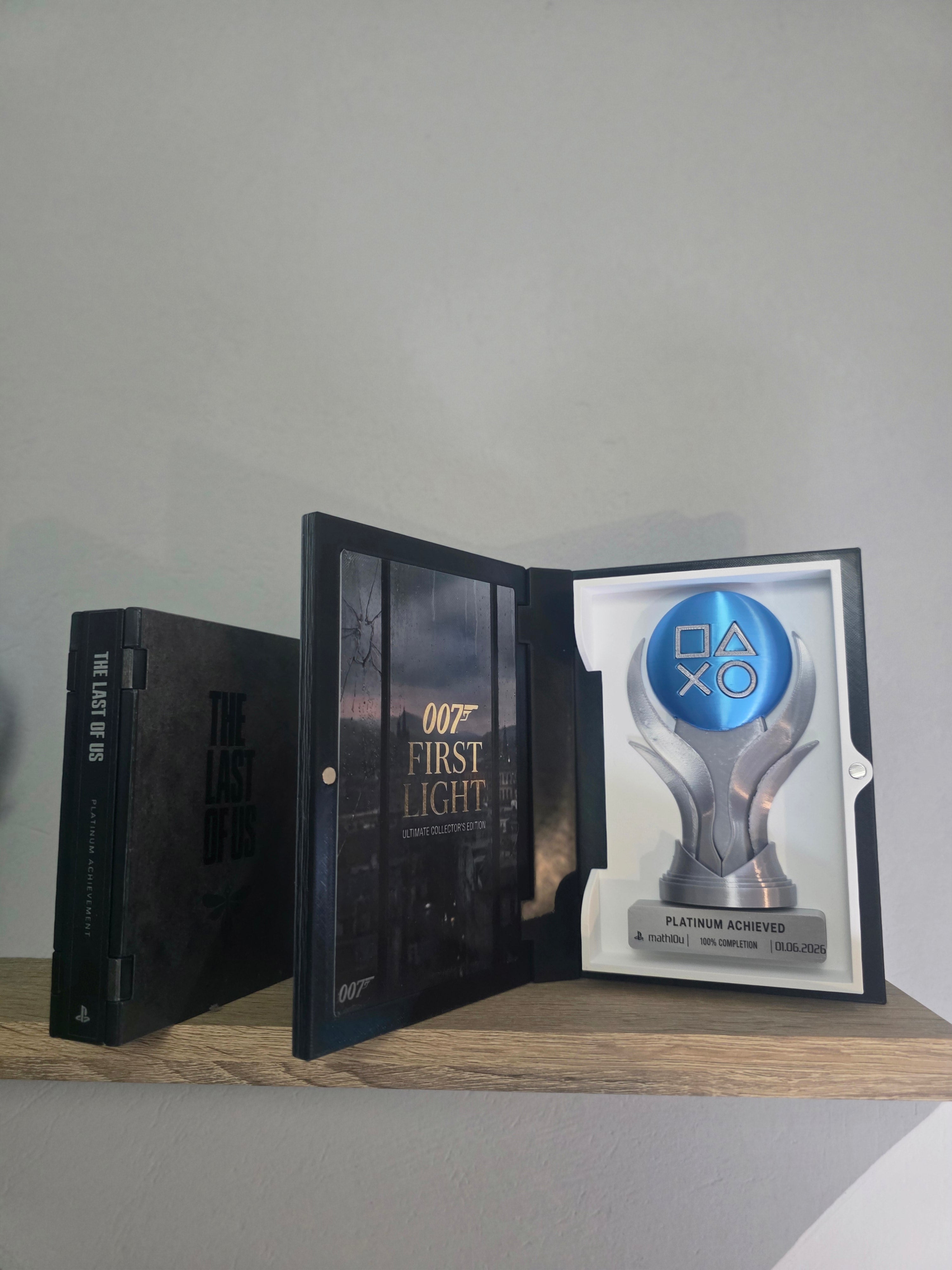Custom Platinum Trophy Display | 3D Printed Steelbook Case | Personalized PS Trophy Hunter Gamer Gift