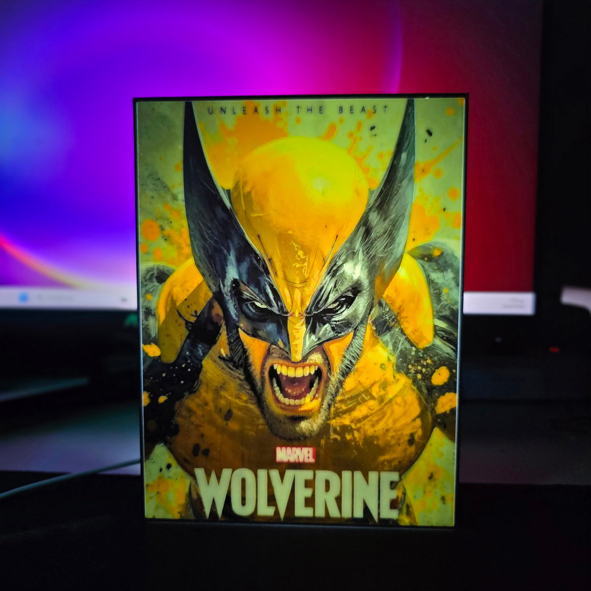 Wolverine Inspired LED Lightbox Lamp Wall Art , Comic Superhero Desk Decor (15x20cm / 5.91 x 7.87 inches)