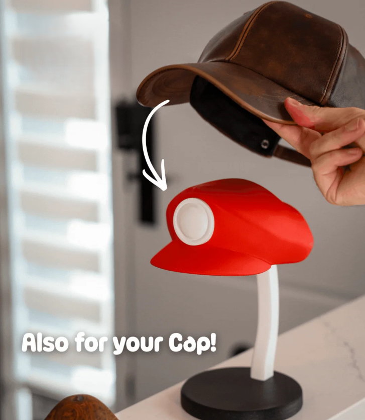 Iconic Plumber Hat Headphone Stand | Retro Video Game Desk Decor | Premium Custom Headset Holder | Unique Gamer Gift Idea - Red or Green