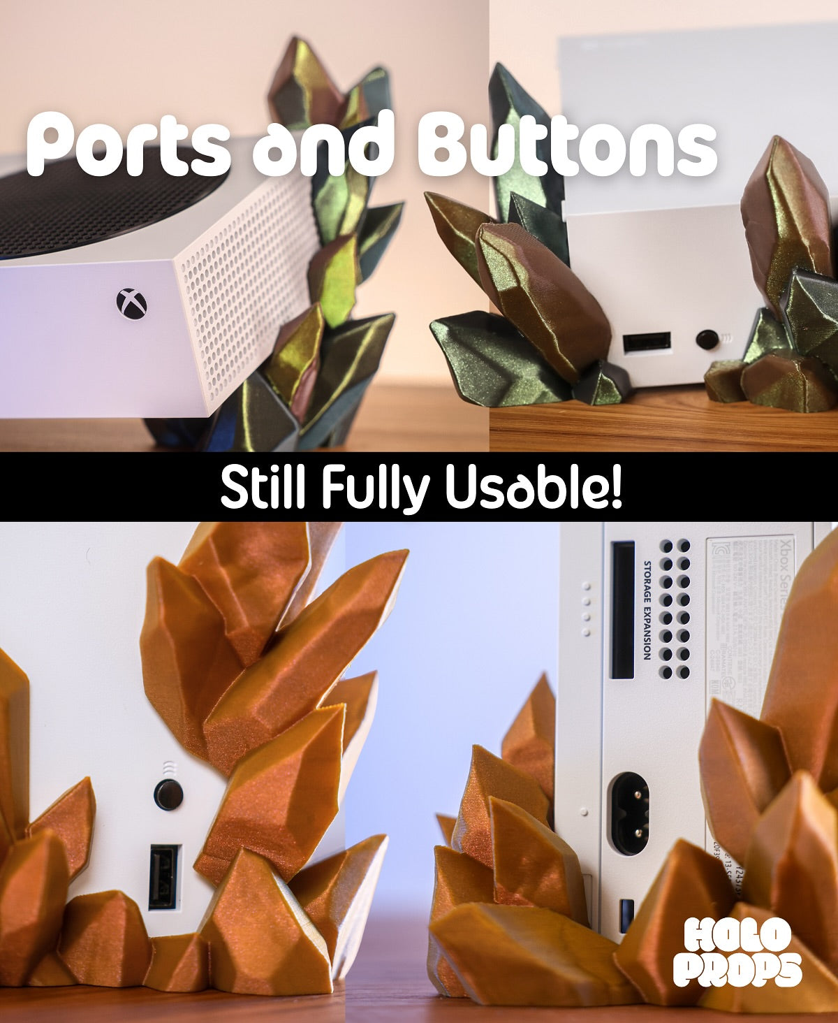 Crystal Dock Stand for Xbox Series S — Vertical & Horizontal Versions