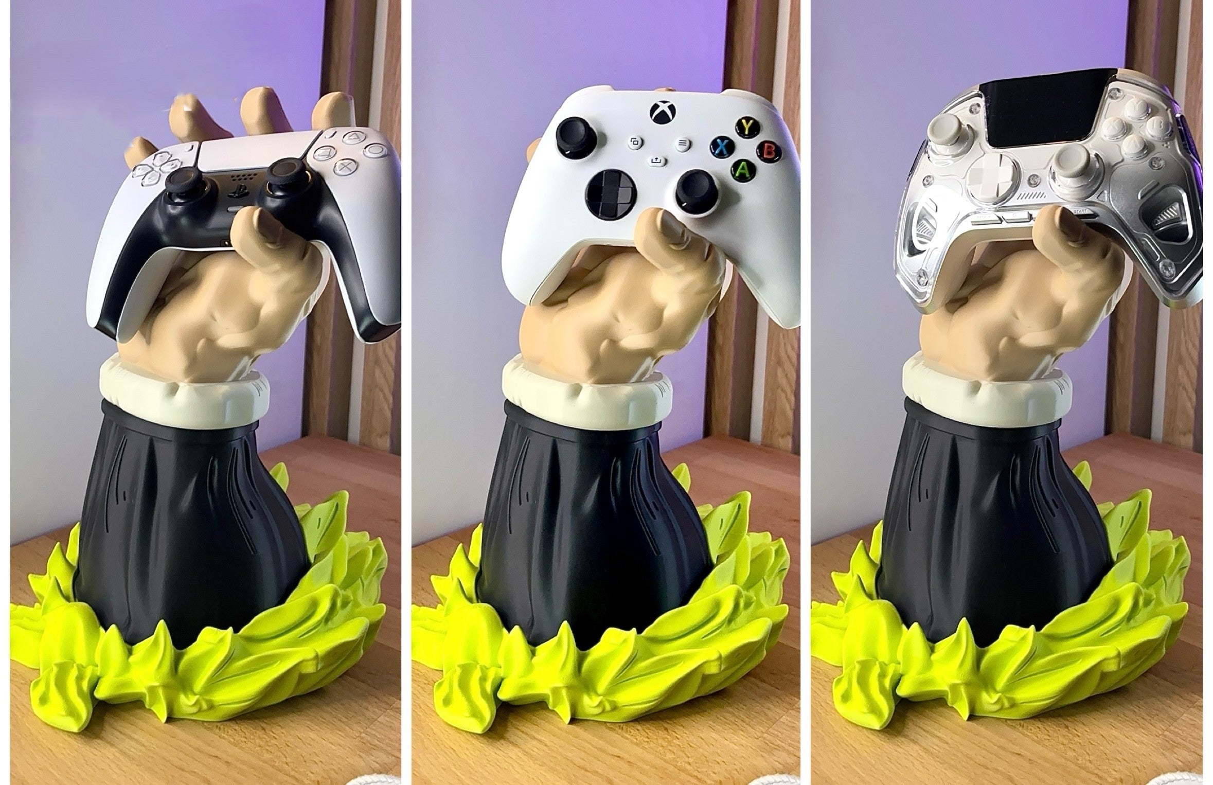Broly Super Saiyan Controller Holder – Dragon Ball Z Gaming Stand – Goku Vegeta Inspired PS5 Xbox Display Dock