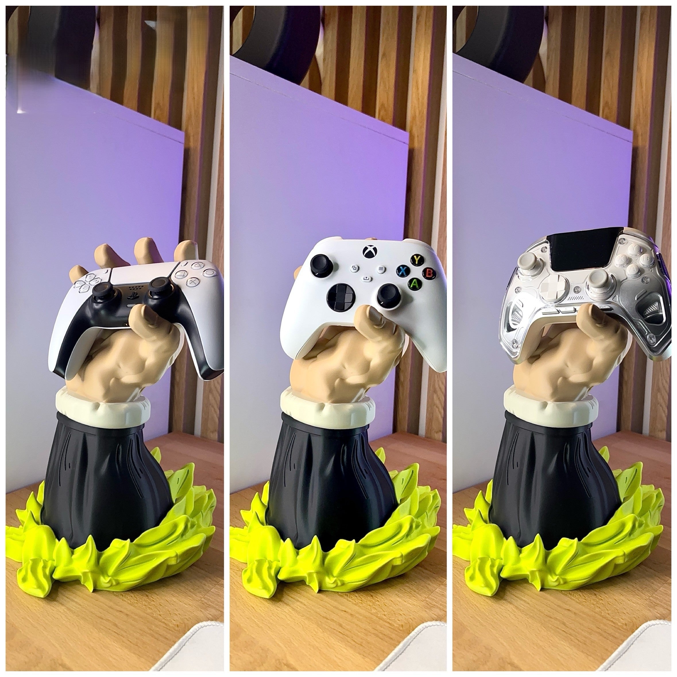 Broly Super Saiyan Controller Holder – Dragon Ball Z Gaming Stand – Goku Vegeta Inspired PS5 Xbox Display Dock