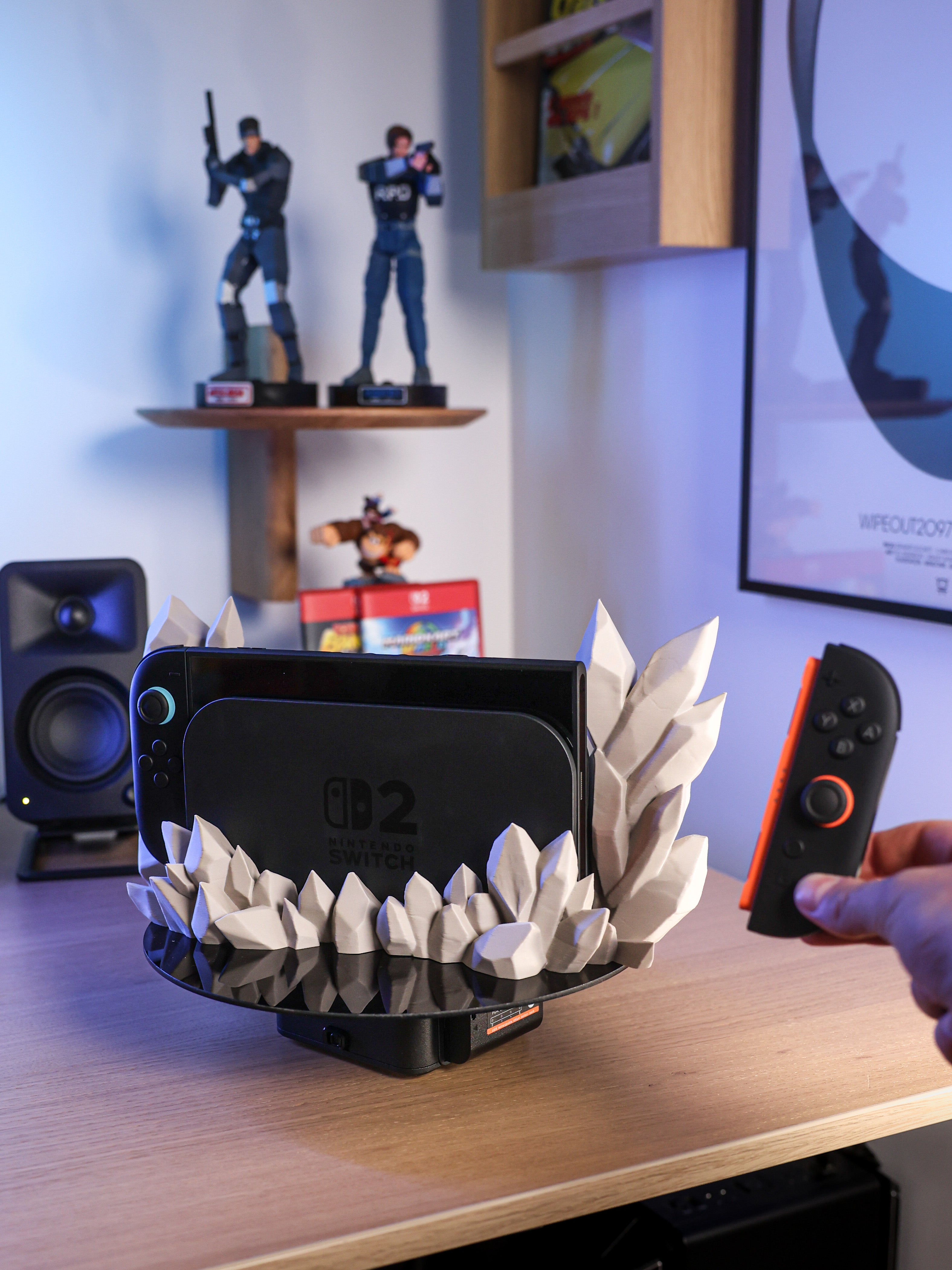 Crystal Dock for Nintendo Switch 2 – Geometric Crystal Stand for Docked Switch Setup, Modern Gaming Decor