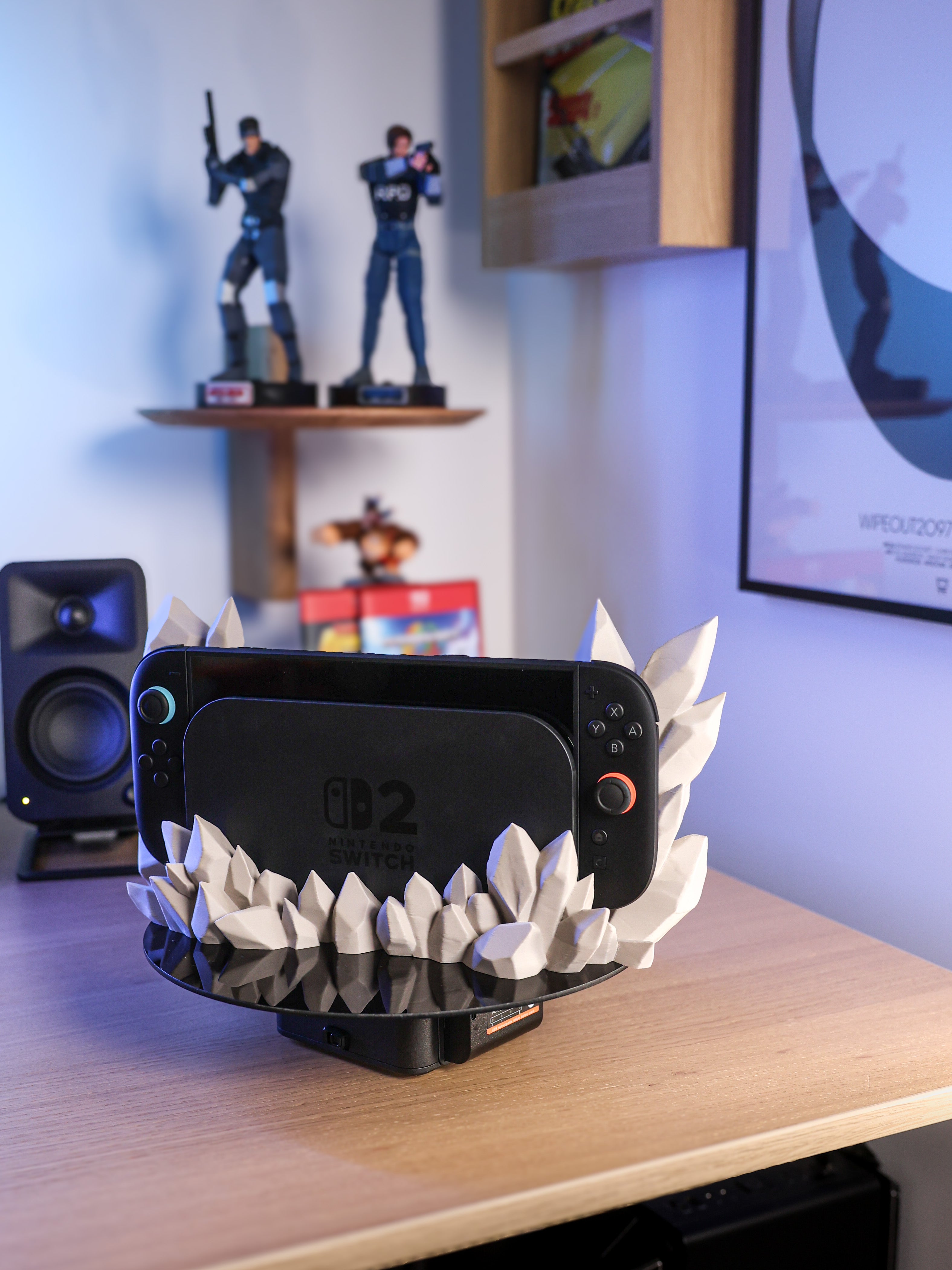 Crystal Dock for Nintendo Switch 2 – Geometric Crystal Stand for Docked Switch Setup, Modern Gaming Decor