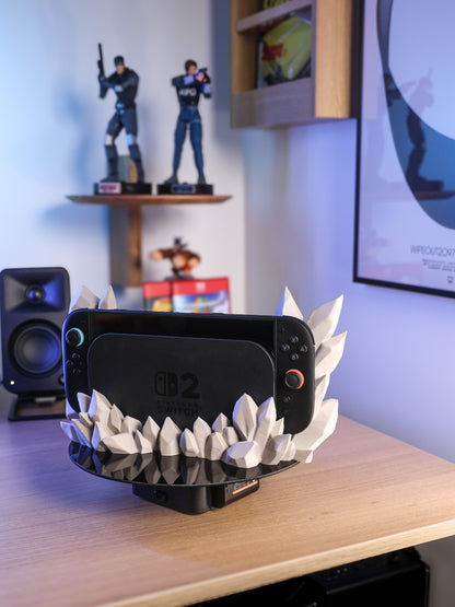 Crystal Dock for Nintendo Switch 2 – Geometric Crystal Stand for Docked Switch Setup, Modern Gaming Decor
