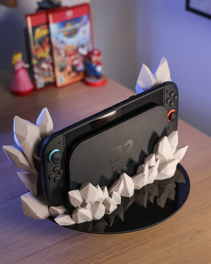 Crystal Dock for Nintendo Switch 2 – Geometric Crystal Stand for Docked Switch Setup, Modern Gaming Decor