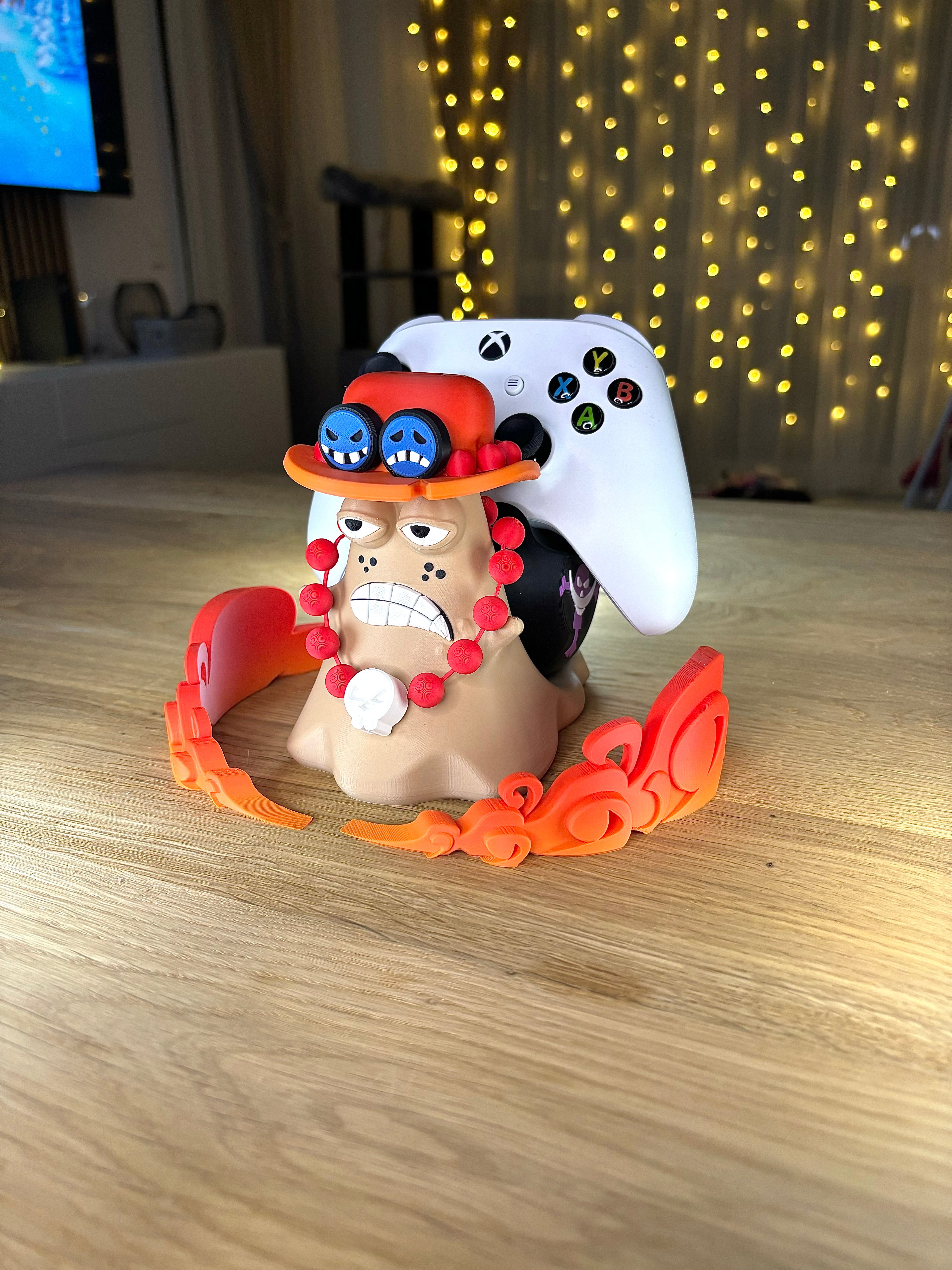 Ace One Piece Controller Stand – Anime Gamer Gift – Universal Holder for PS5, Xbox, Switch – Fire Fist Inspired Gaming Decor
