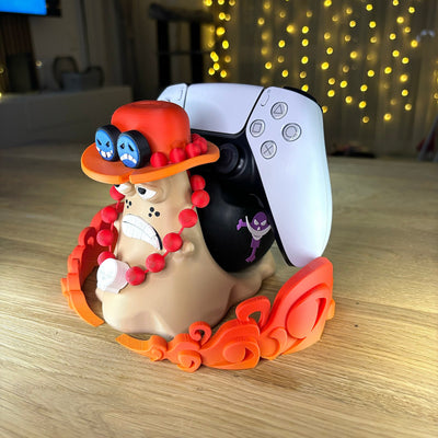 Ace One Piece Controller Stand – Anime Gamer Gift – Universal Holder for PS5, Xbox, Switch – Fire Fist Inspired Gaming Decor