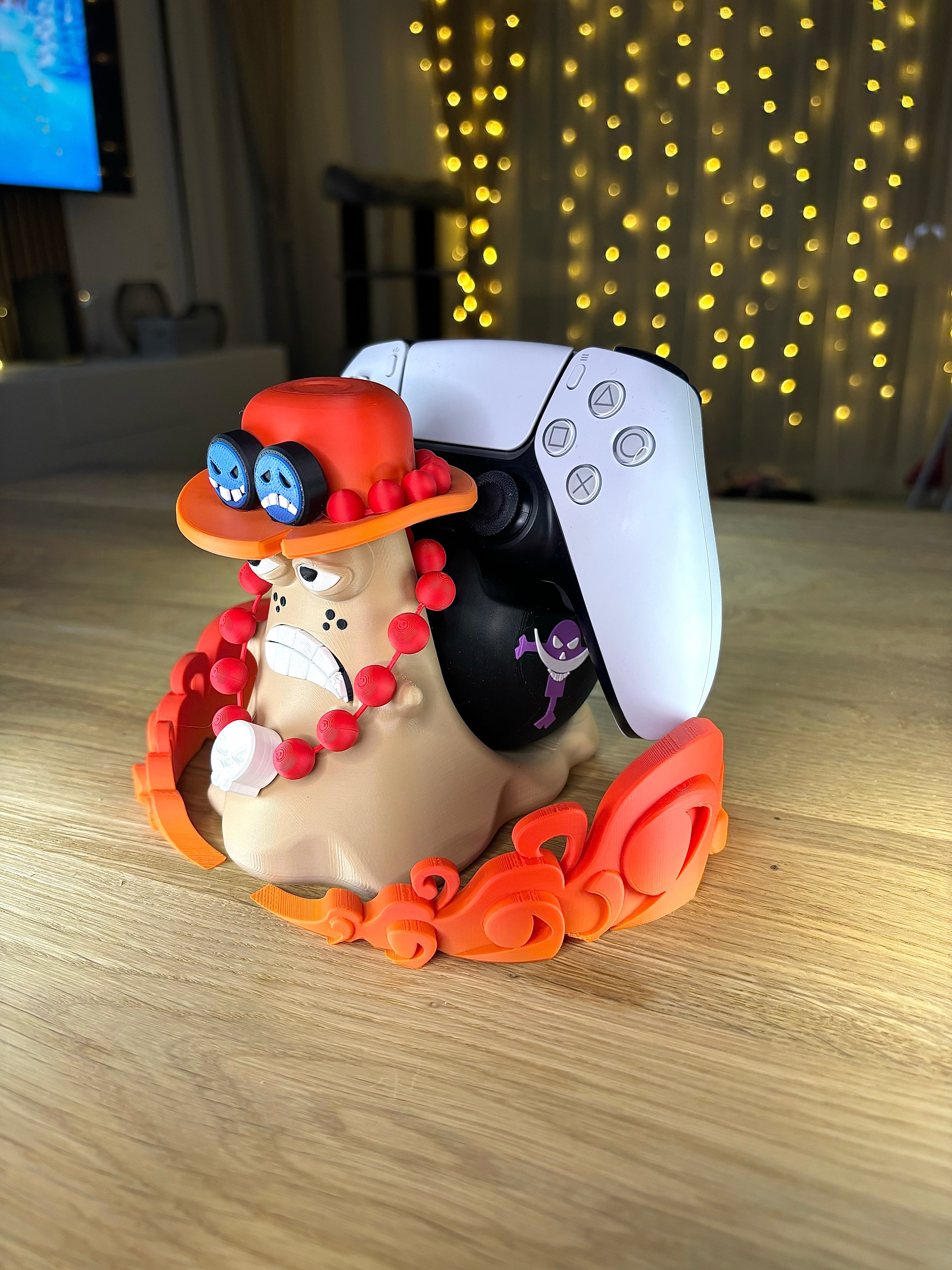 Ace One Piece Controller Stand – Anime Gamer Gift – Universal Holder for PS5, Xbox, Switch – Fire Fist Inspired Gaming Decor