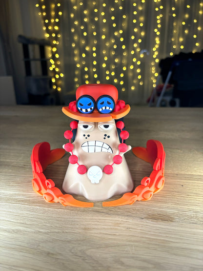 Ace One Piece Controller Stand – Anime Gamer Gift – Universal Holder for PS5, Xbox, Switch – Fire Fist Inspired Gaming Decor