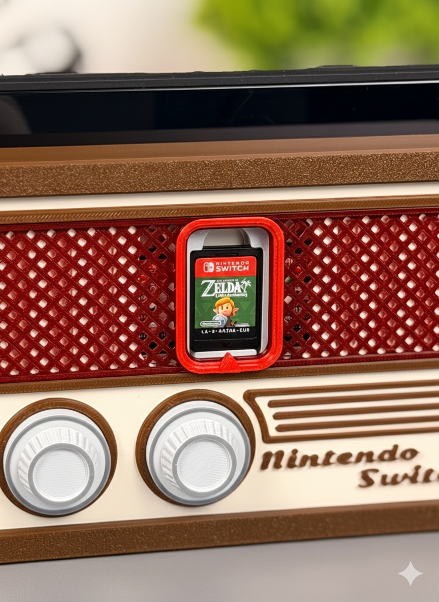 Retro Switch 2: Vintage Radio Style Front Panel for Nintendo Switch 2 (4 Game Cartridge Slots)
