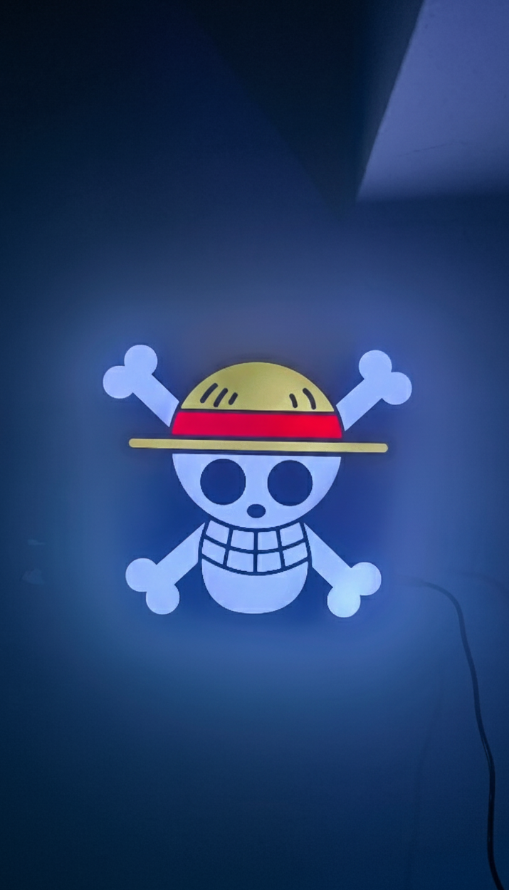 One Piece Logo RGB Lightbox – Straw Hat Pirates LED Lamp with Remote Control, Color Changing Anime Decor